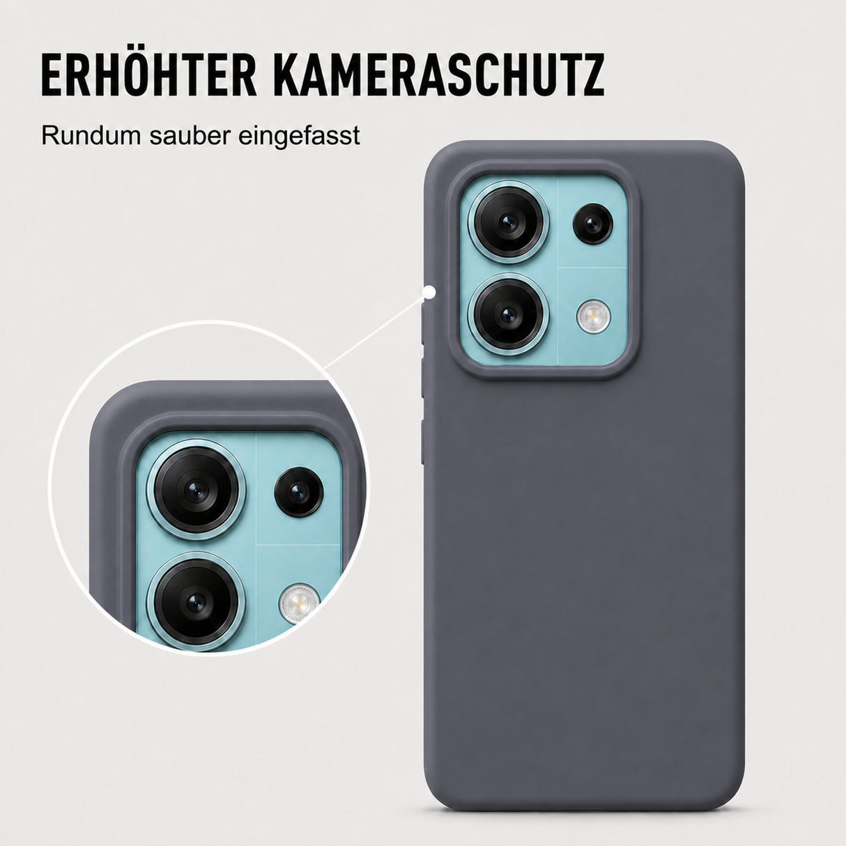 Xiaomi Redmi Note 13 Pro 5G Silicone Pro Silikon Hülle Anthrazit – Detailansicht 2