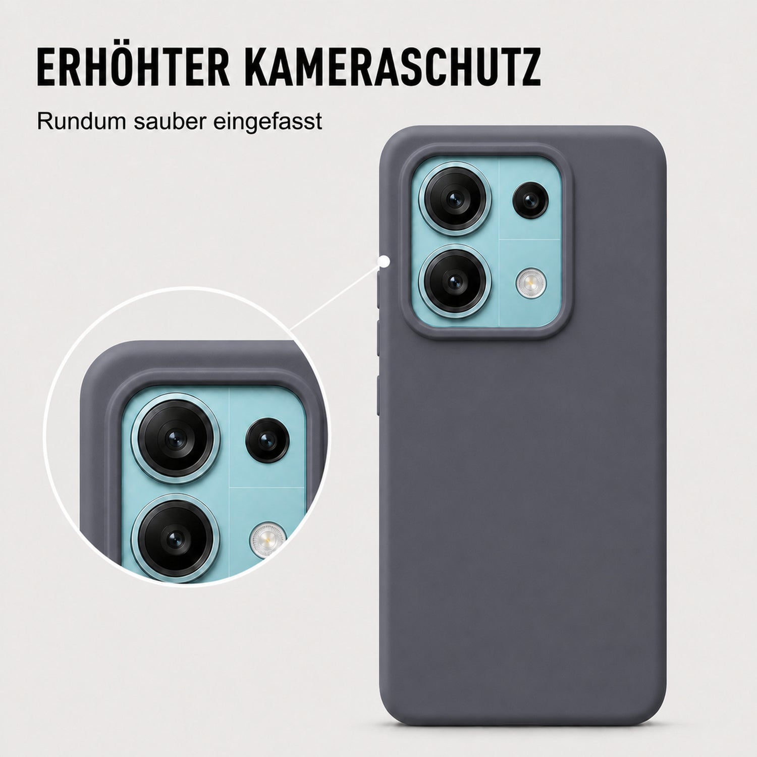 Xiaomi Redmi Note 13 Pro 5G Silicone Pro Silikon Hülle Anthrazit – Detailansicht 2