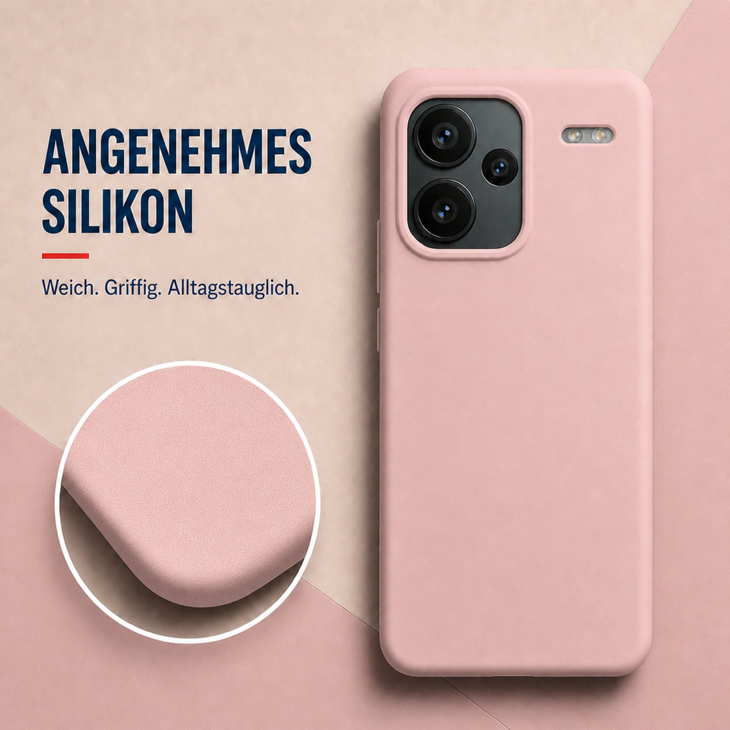 Xiaomi Redmi Note 13 Pro+ 5G Silicone Pro Silikon Hülle Altrosa – Detailansicht 1