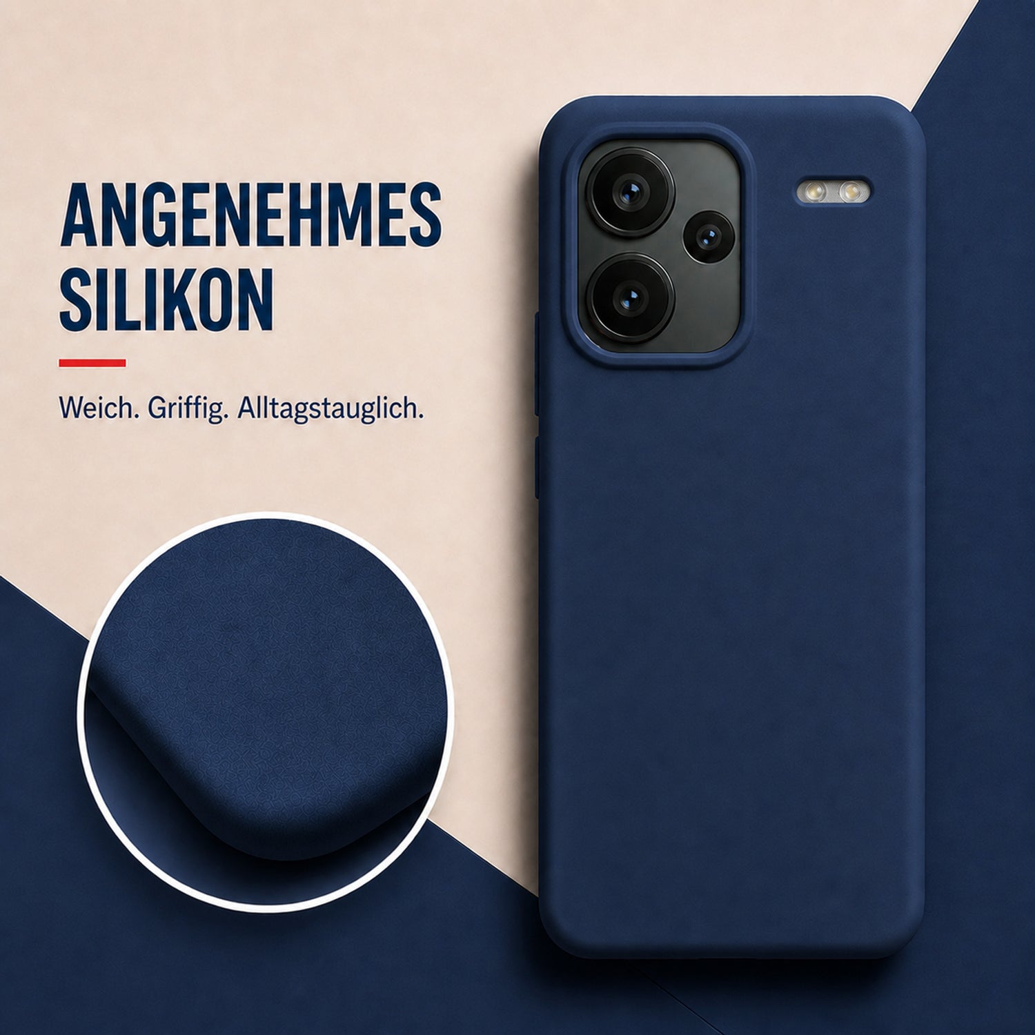 Xiaomi Redmi Note 13 Pro+ 5G Silicone Pro Silikon Hülle Marineblau – Detailansicht 1