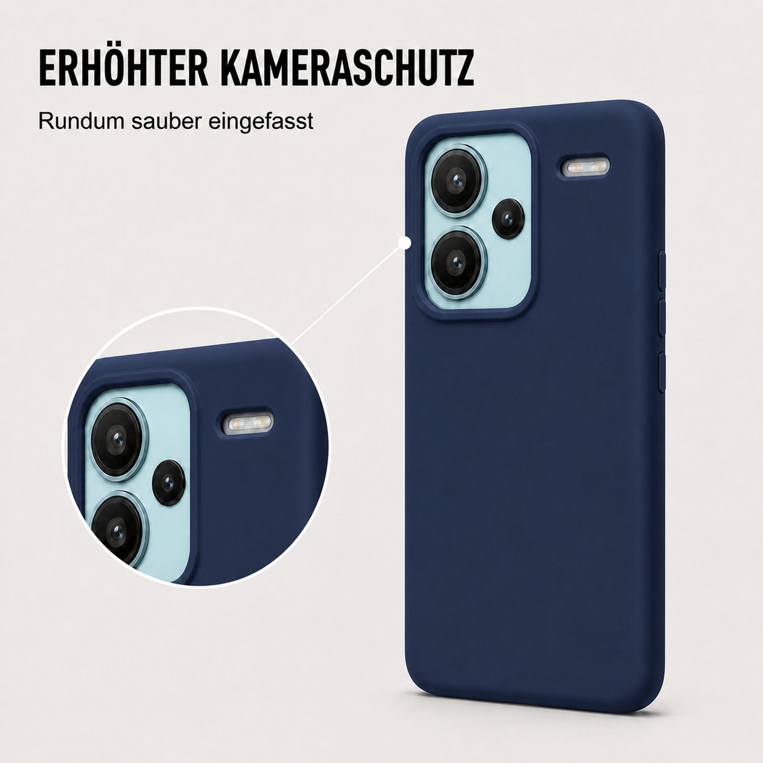 Xiaomi Redmi Note 13 Pro+ 5G Silicone Pro Silikon Hülle Marineblau – Detailansicht 2