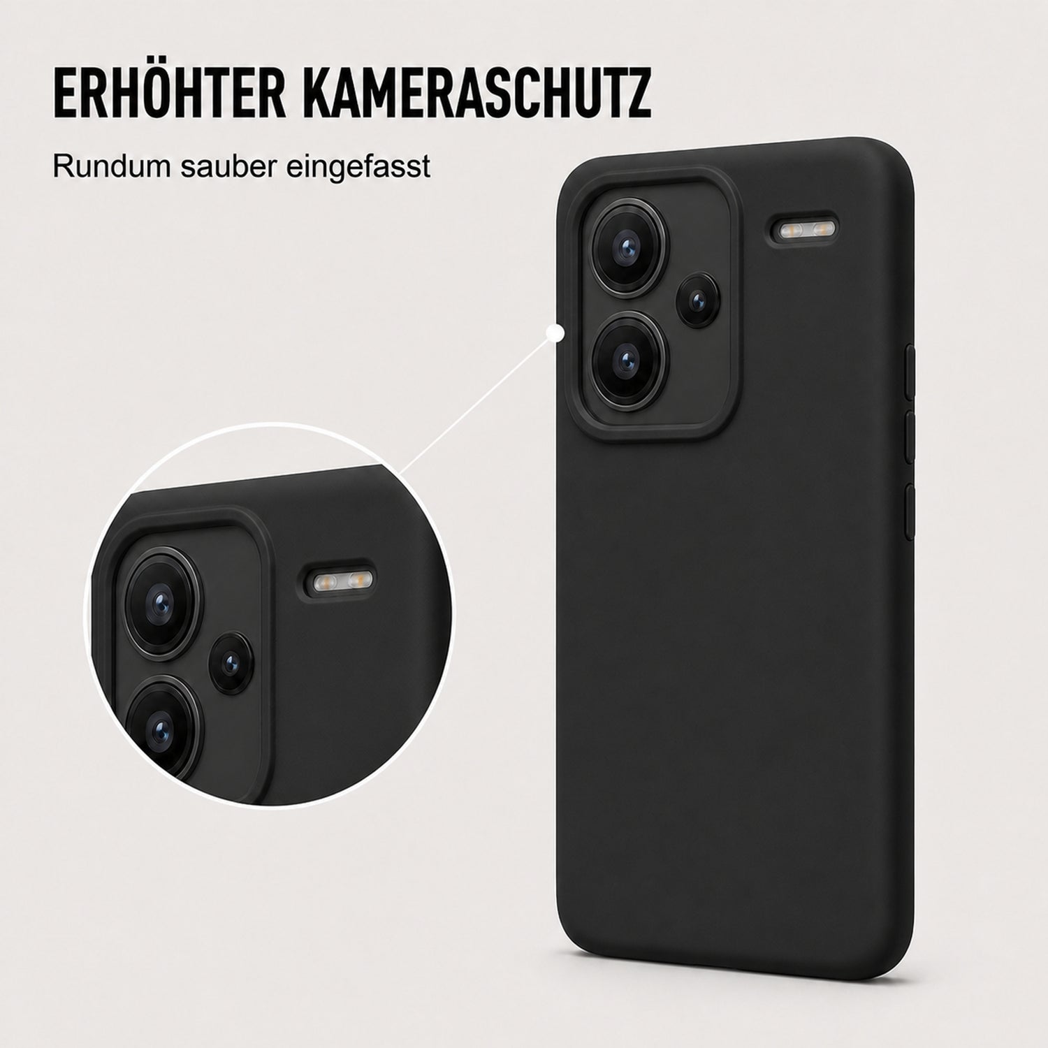 Xiaomi Redmi Note 13 Pro+ 5G Silicone Pro Silikon Hülle Schwarz – Detailansicht 2