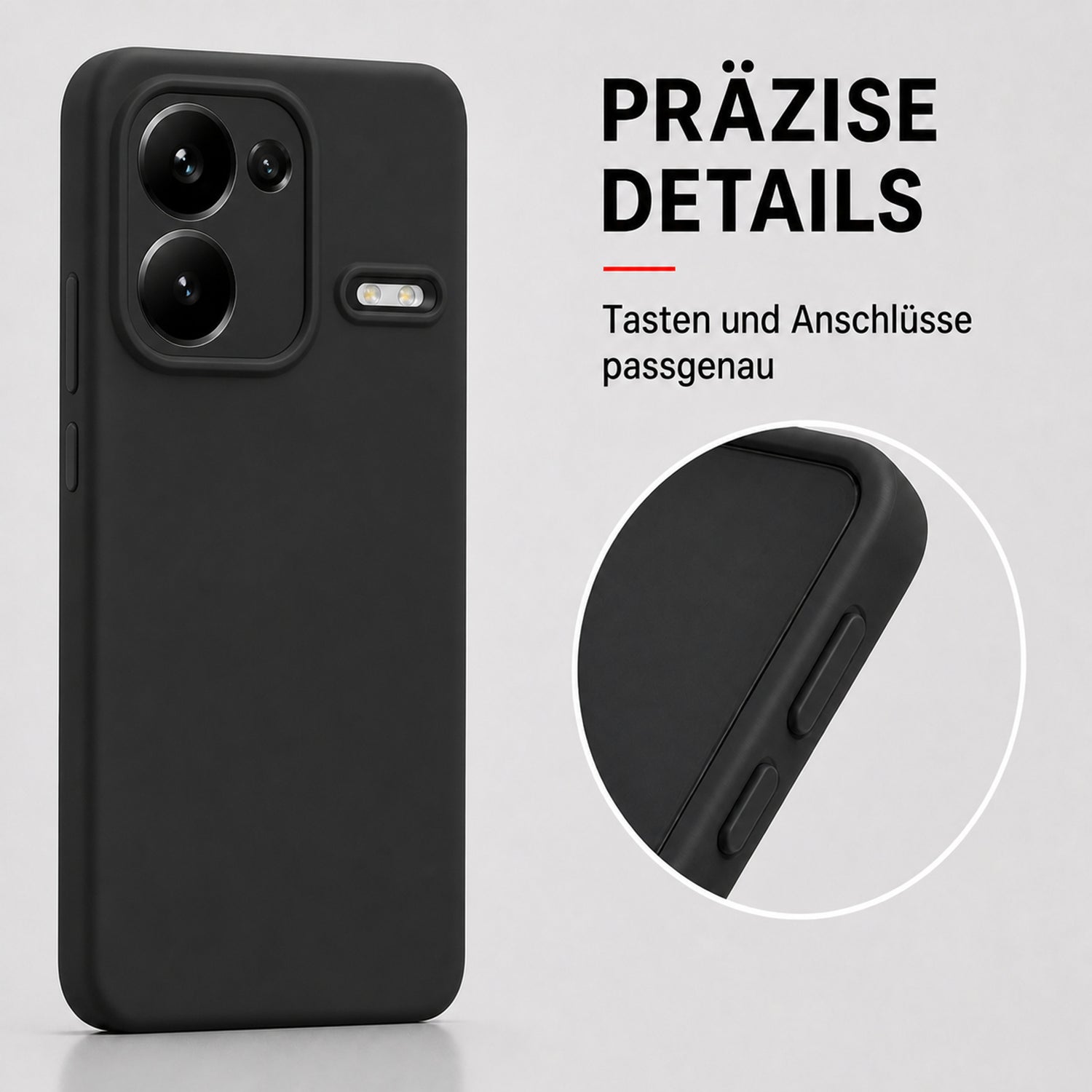 Xiaomi Redmi Note 13 Pro+ 5G Silicone Pro Silikon Hülle Schwarz – Detailansicht 3