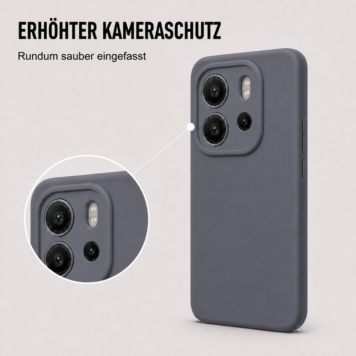 Xiaomi Redmi Note 14 4G Silicone Pro Silikon Hülle Anthrazit – Detailansicht 2