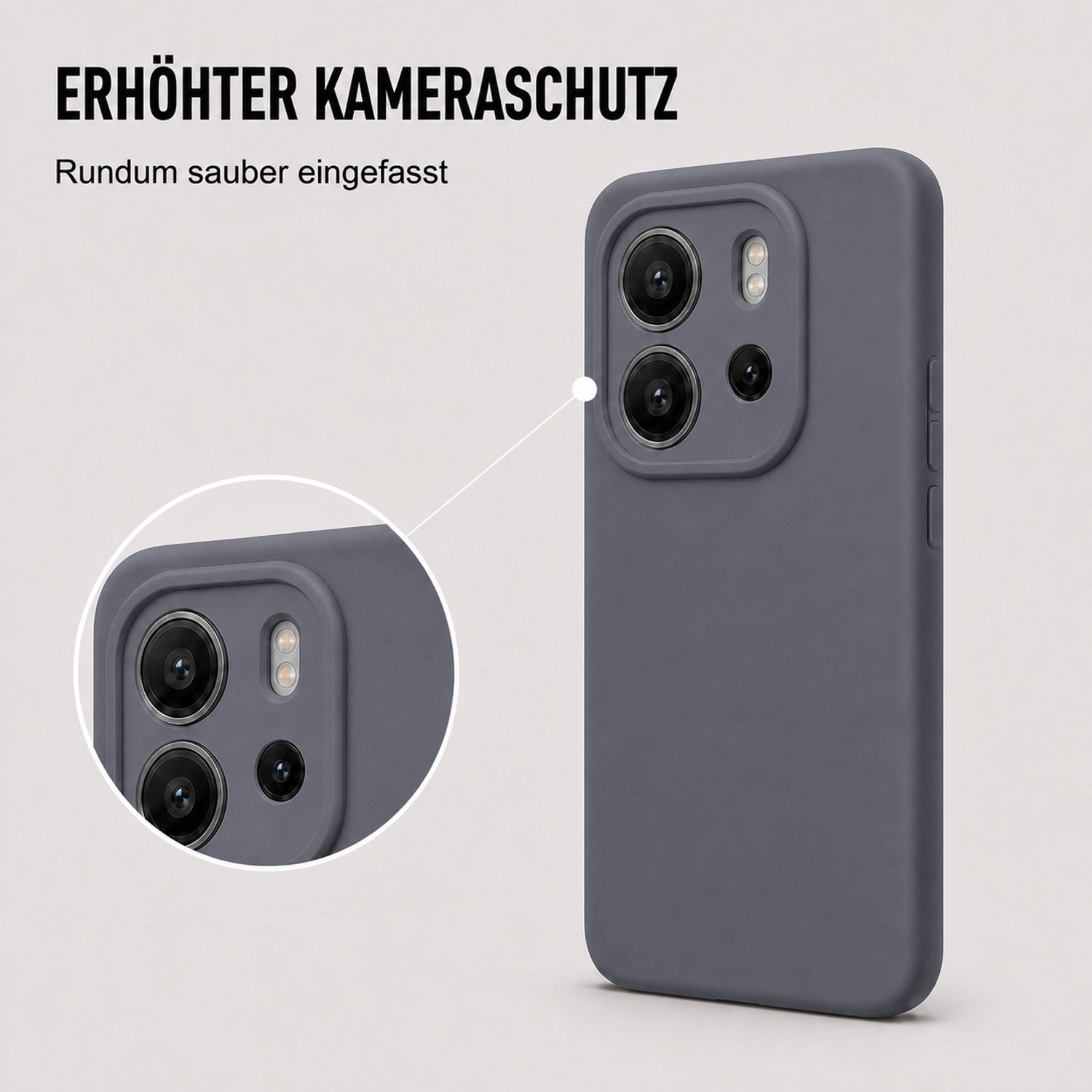 Xiaomi Redmi Note 14 4G Silicone Pro Silikon Hülle Anthrazit – Detailansicht 2