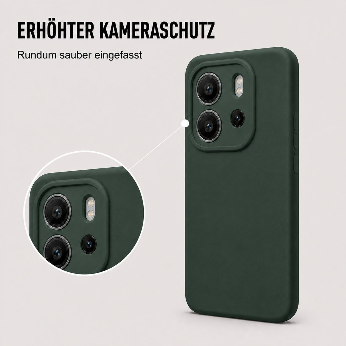 Xiaomi Redmi Note 14 4G Silicone Pro Silikon Hülle Tannengrün – Detailansicht 2