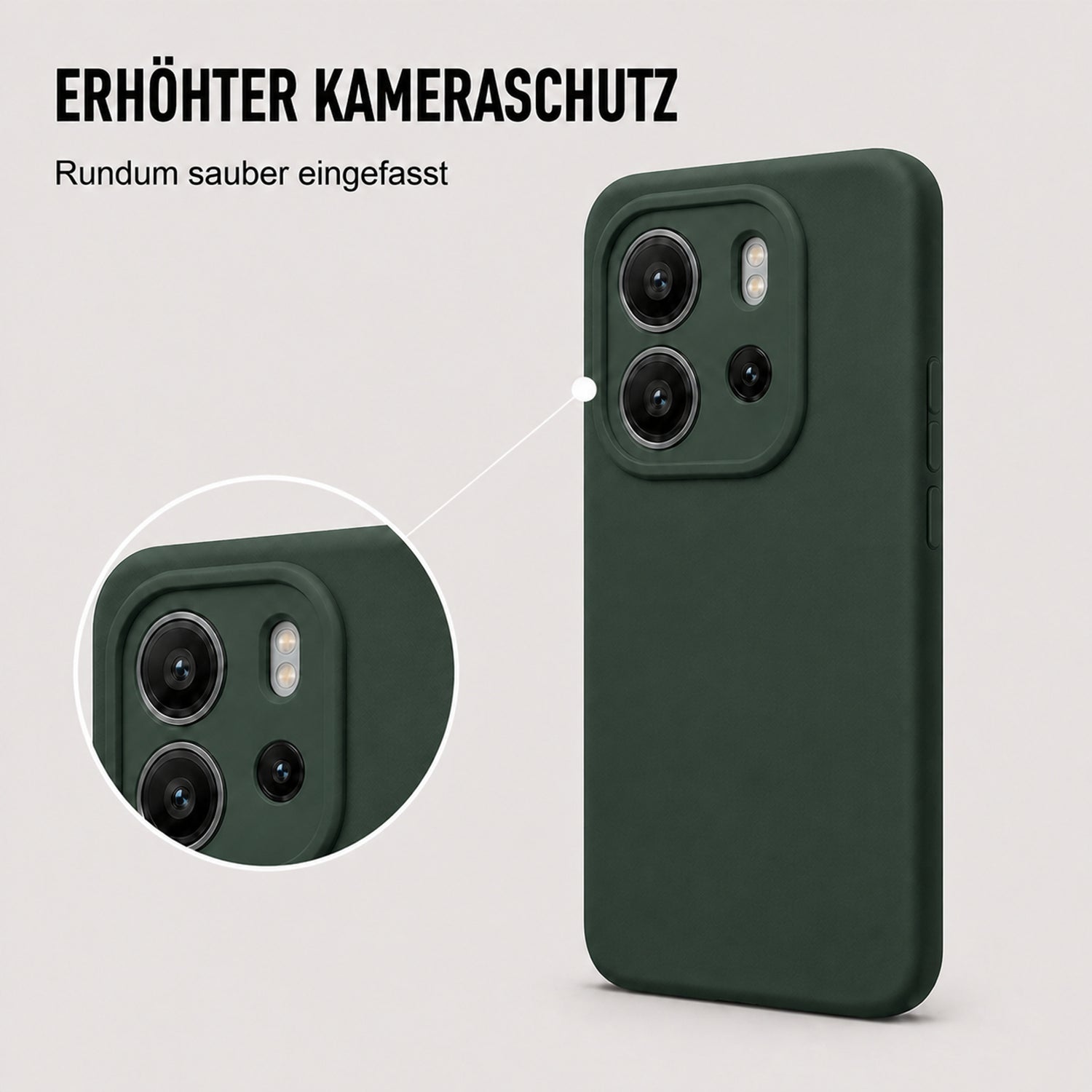 Xiaomi Redmi Note 14 4G Silicone Pro Silikon Hülle Tannengrün – Detailansicht 2