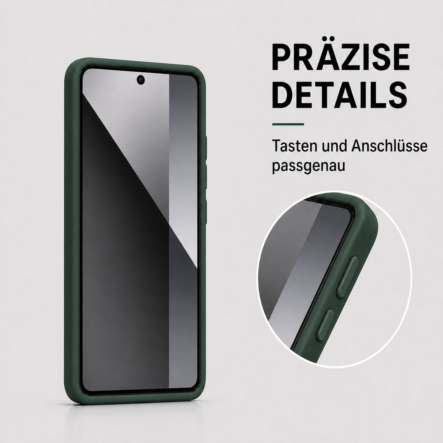 Xiaomi Redmi Note 14 4G Silicone Pro Silikon Hülle Tannengrün – Detailansicht 3
