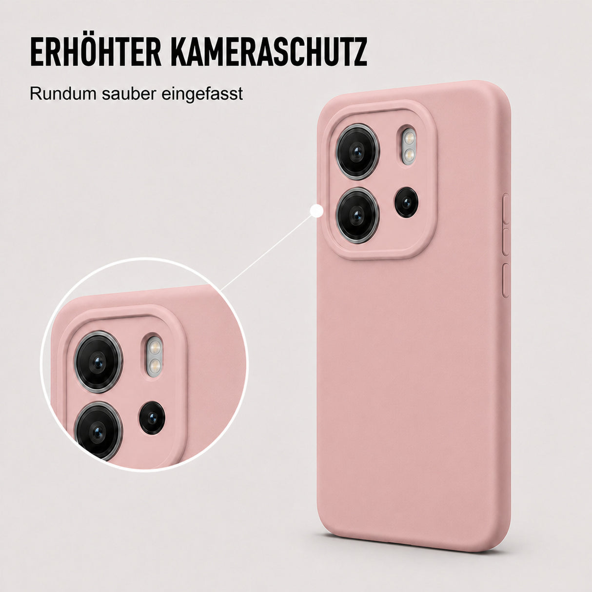 Xiaomi Redmi Note 14 5G Silicone Pro Silikon Hülle Altrosa – Detailansicht 2