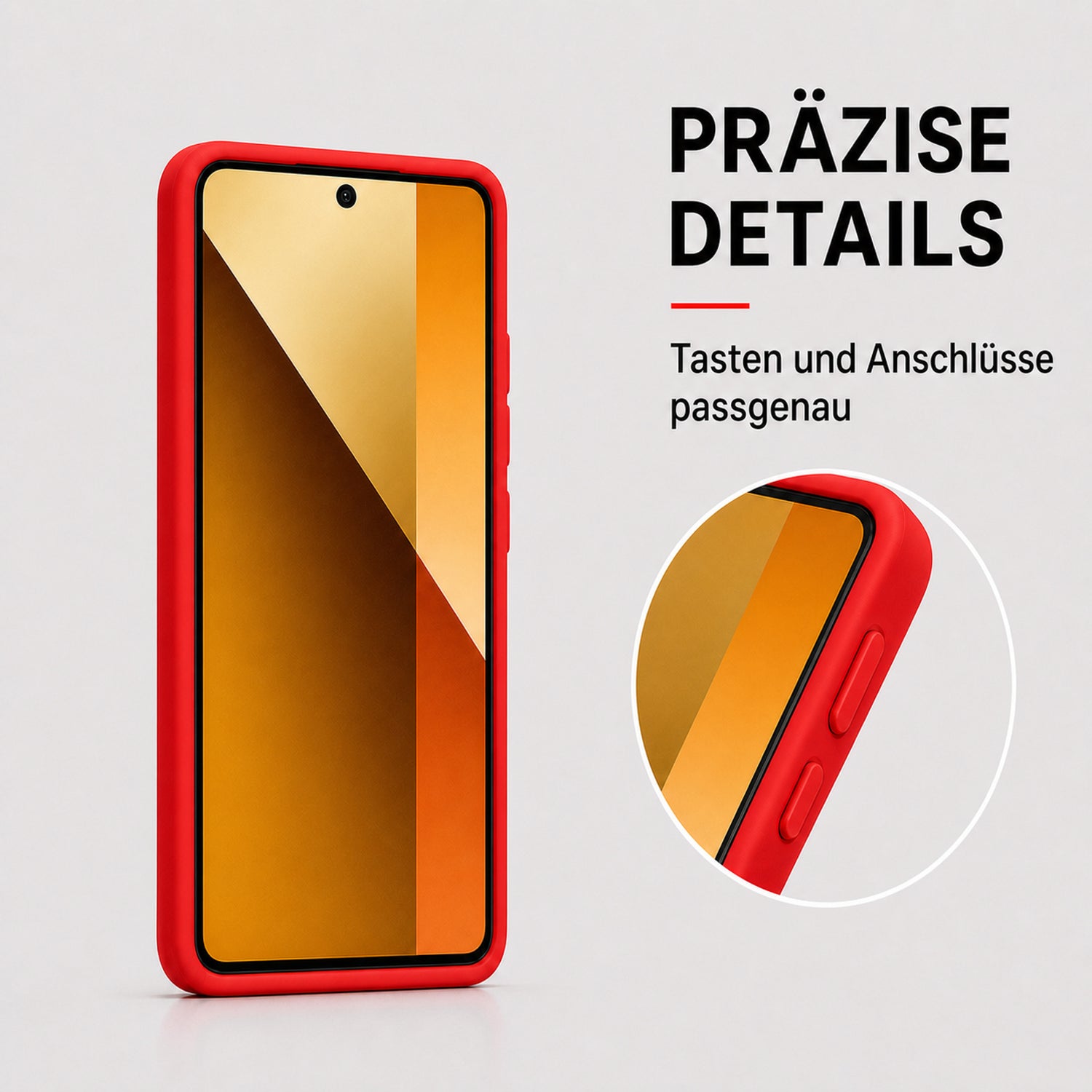 Xiaomi Redmi Note 14 5G Silicone Pro Silikon Hülle Rot – Detailansicht 3