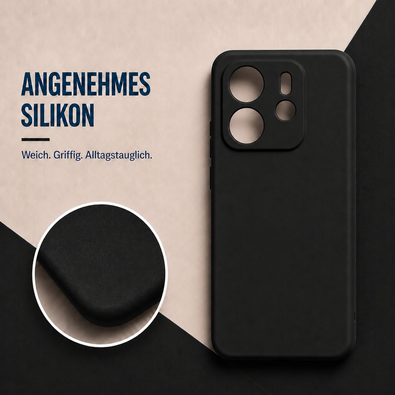 Xiaomi Redmi Note 14 5G Silicone Pro Silikon Hülle Schwarz – Detailansicht 1