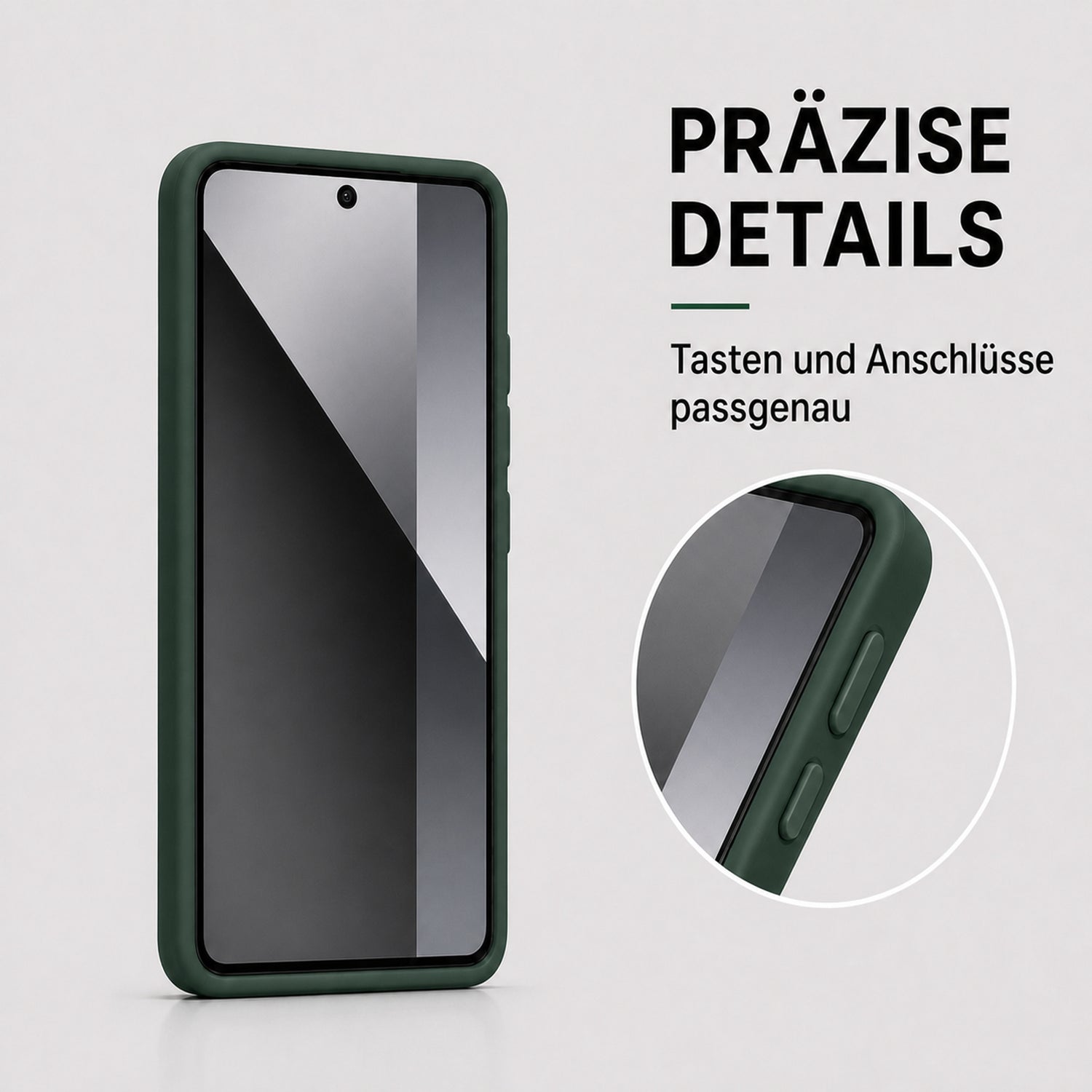 Xiaomi Redmi Note 14 5G Silicone Pro Silikon Hülle Tannengrün – Detailansicht 3