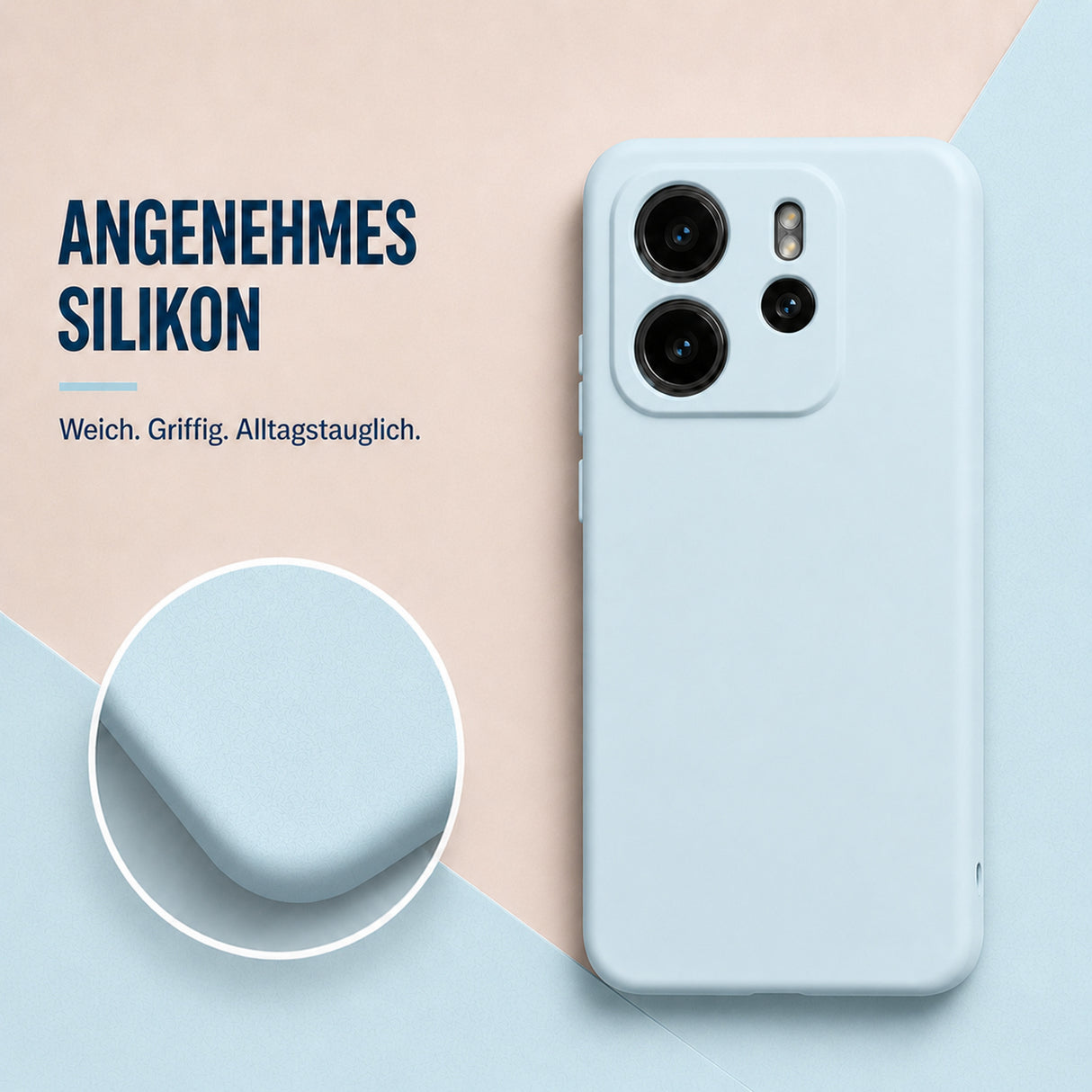 Xiaomi Redmi Note 14 5G Silicone Pro Silikon Hülle Wolkenblau – Detailansicht 1