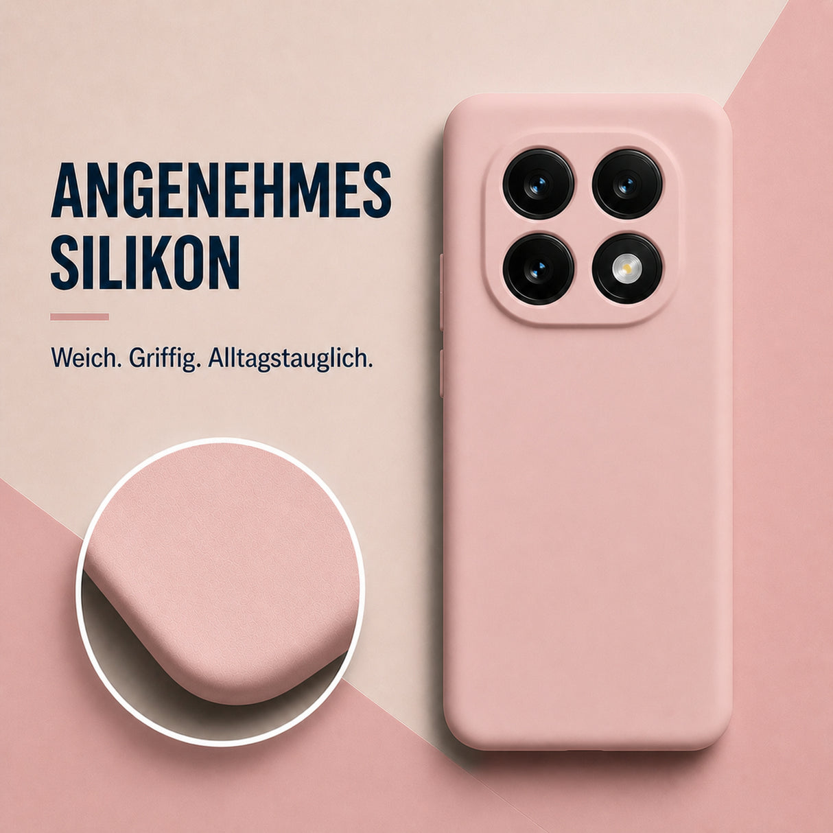 Xiaomi Redmi Note 14 Pro 5G Silicone Pro Silikon Hülle Altrosa – Detailansicht 1