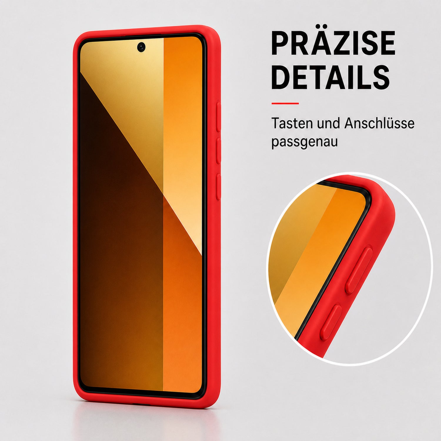 Xiaomi Redmi Note 14 Pro 5G Silicone Pro Silikon Hülle Rot – Detailansicht 3