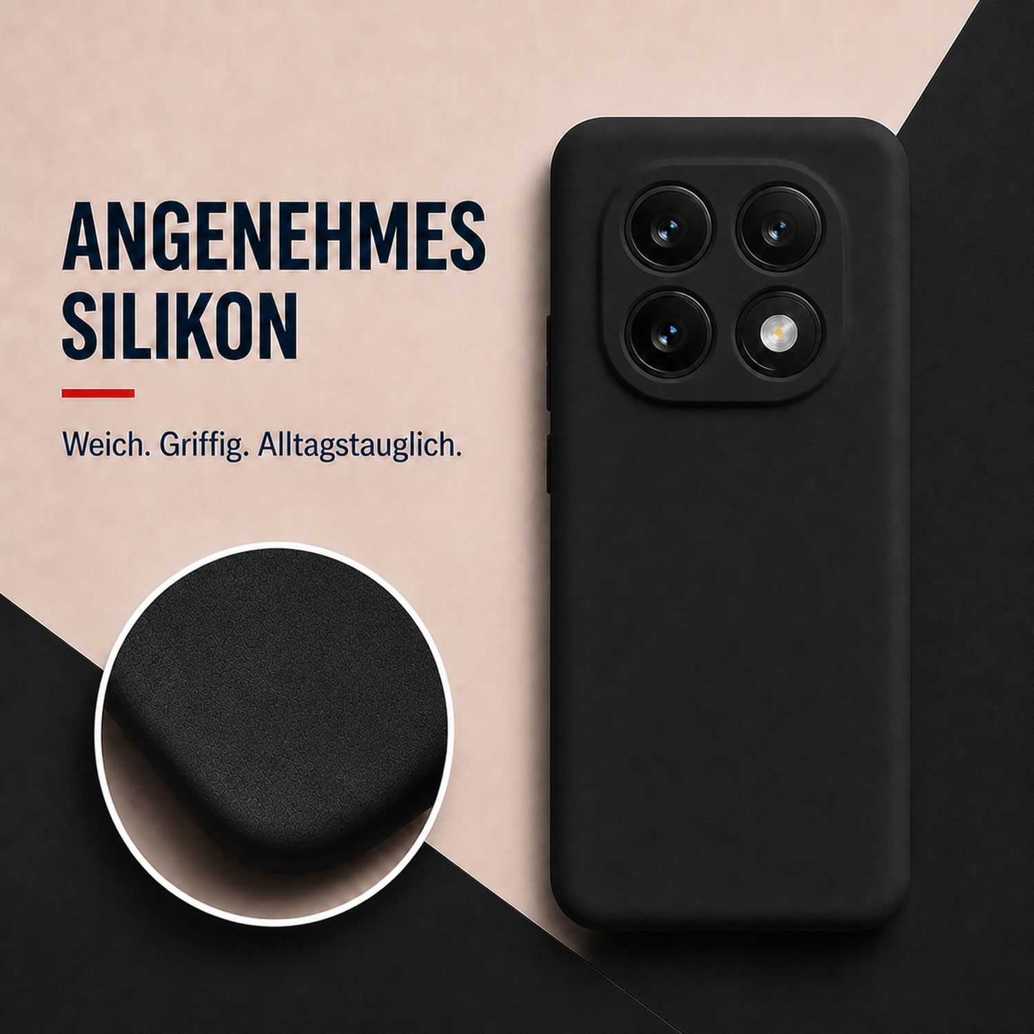 Xiaomi Redmi Note 14 Pro 5G Silicone Pro Silikon Hülle Schwarz – Detailansicht 1
