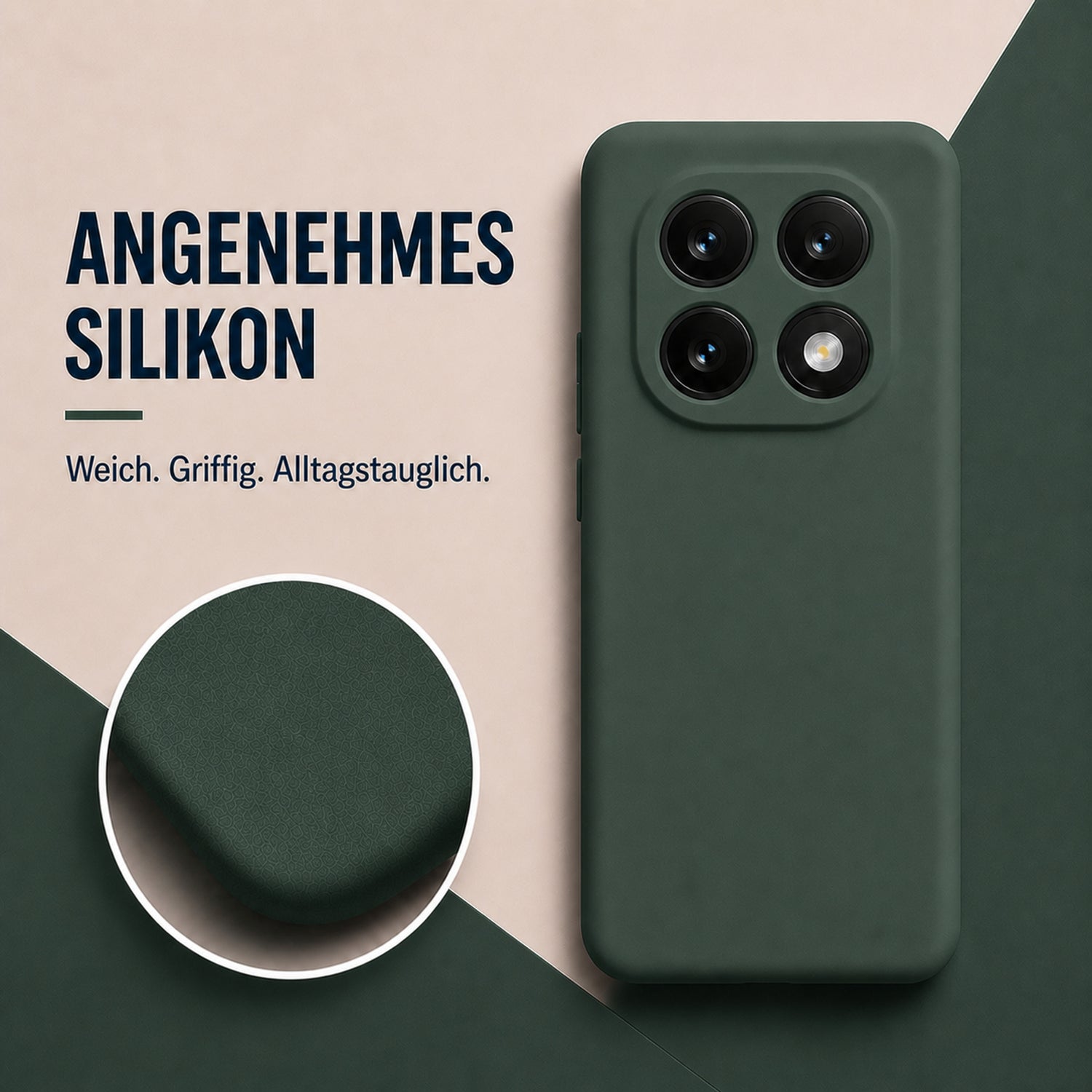 Xiaomi Redmi Note 14 Pro 5G Silicone Pro Silikon Hülle Tannengrün – Detailansicht 1