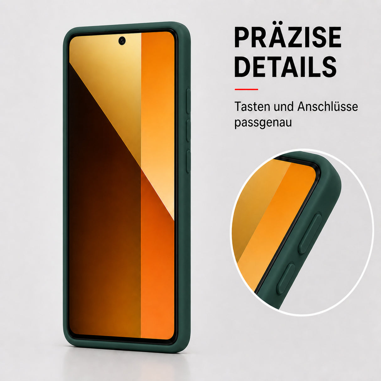 Xiaomi Redmi Note 14 Pro 5G Silicone Pro Silikon Hülle Tannengrün – Detailansicht 3