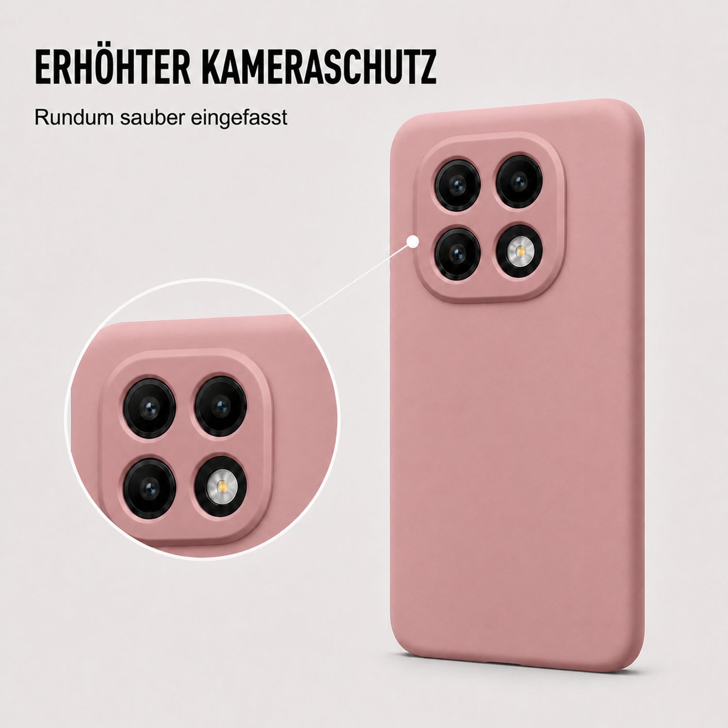 Xiaomi Redmi Note 14 Pro+ 5G Silicone Pro Silikon Hülle Altrosa – Detailansicht 2