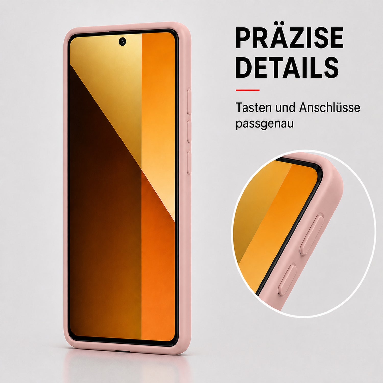 Xiaomi Redmi Note 14 Pro+ 5G Silicone Pro Silikon Hülle Altrosa – Detailansicht 3