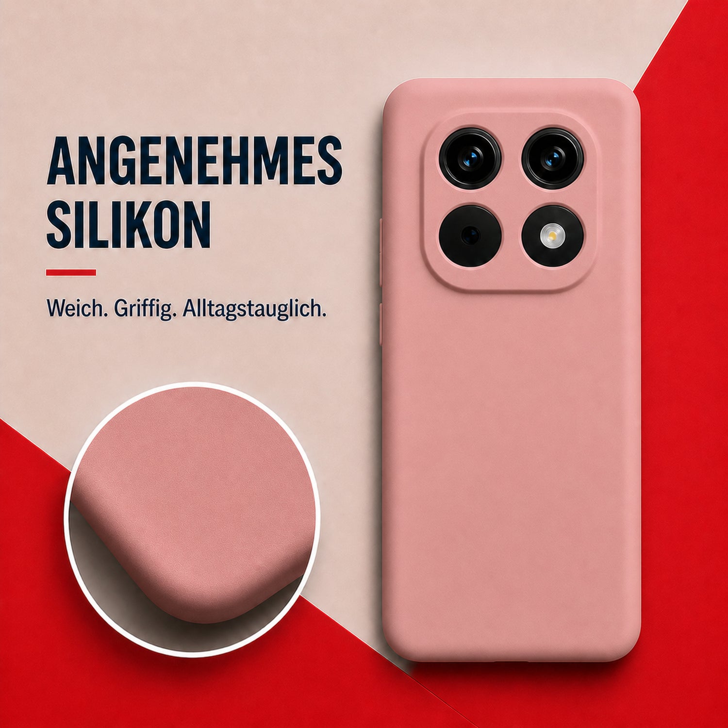Xiaomi Redmi Note 15 4G / 5G Silicone Pro Silikon Hülle Altrosa – Detailansicht 1
