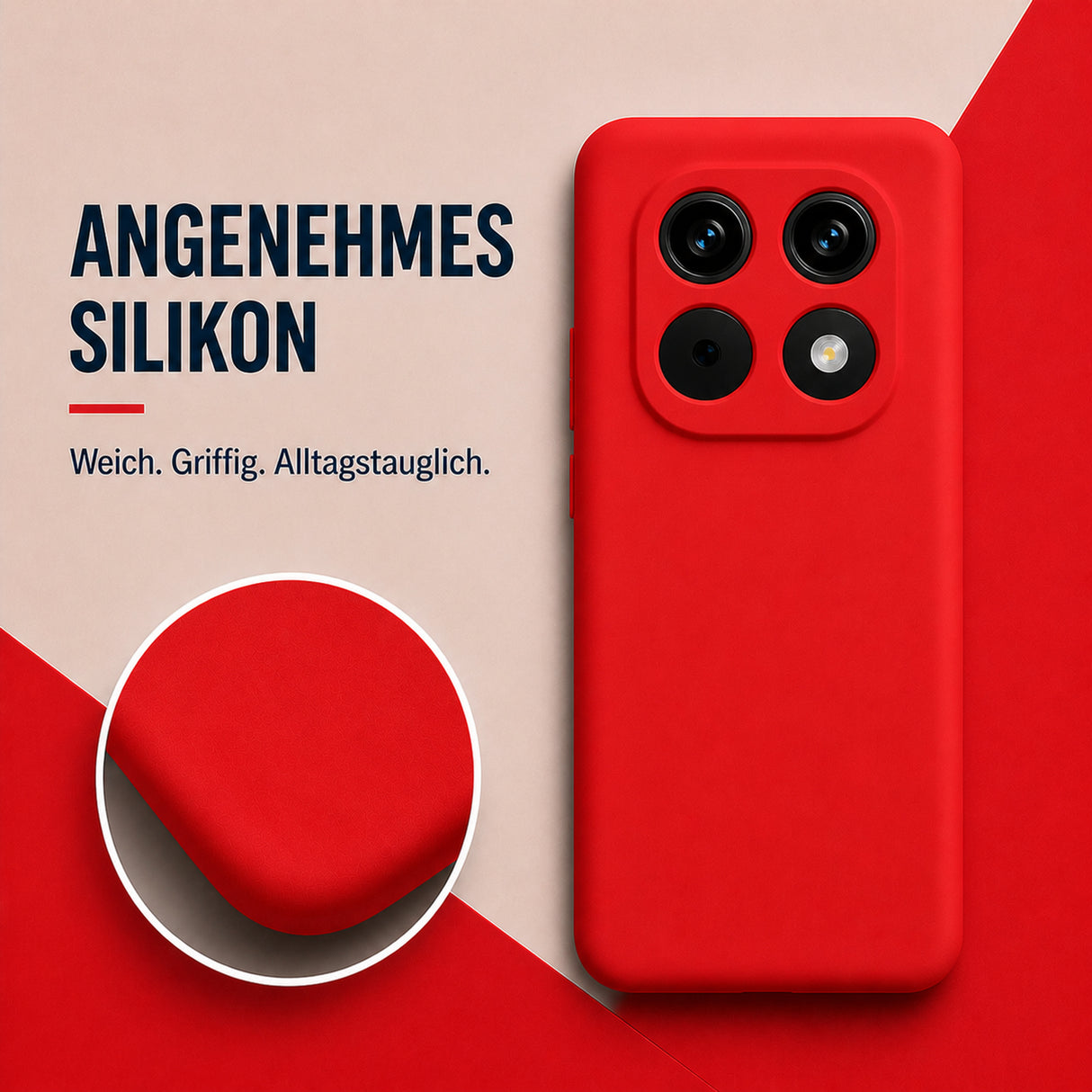 Xiaomi Redmi Note 15 4G / 5G Silicone Pro Silikon Hülle Rot – Detailansicht 1