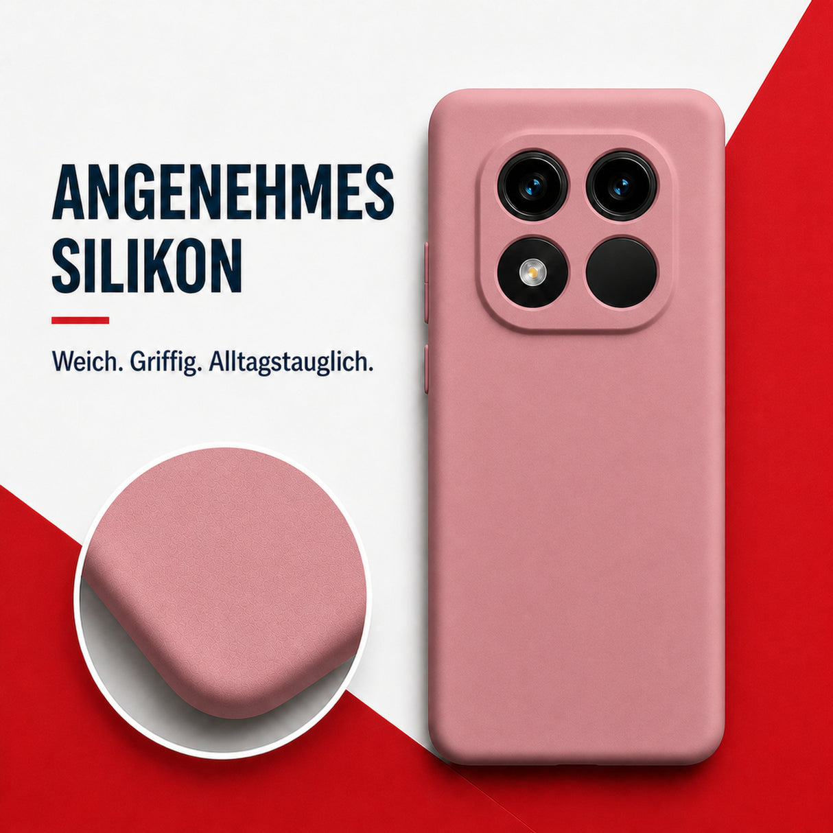 Xiaomi Redmi Note 15 Pro 4G Silicone Pro Silikon Hülle Altrosa – Detailansicht 1