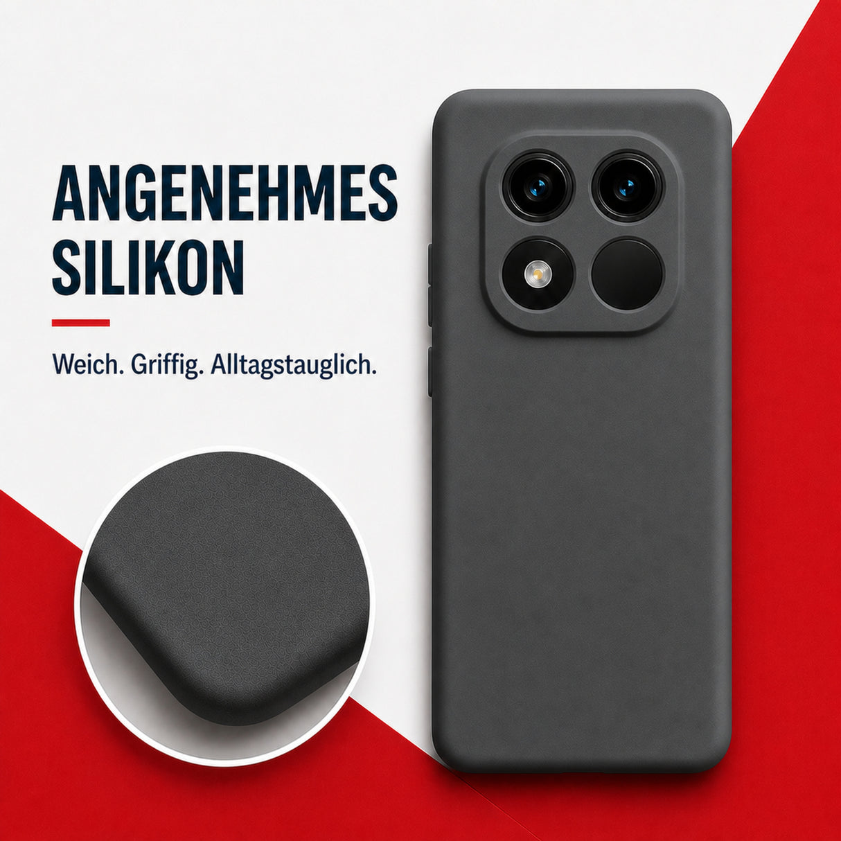 Xiaomi Redmi Note 15 Pro 4G Silicone Pro Silikon Hülle Anthrazit – Detailansicht 1