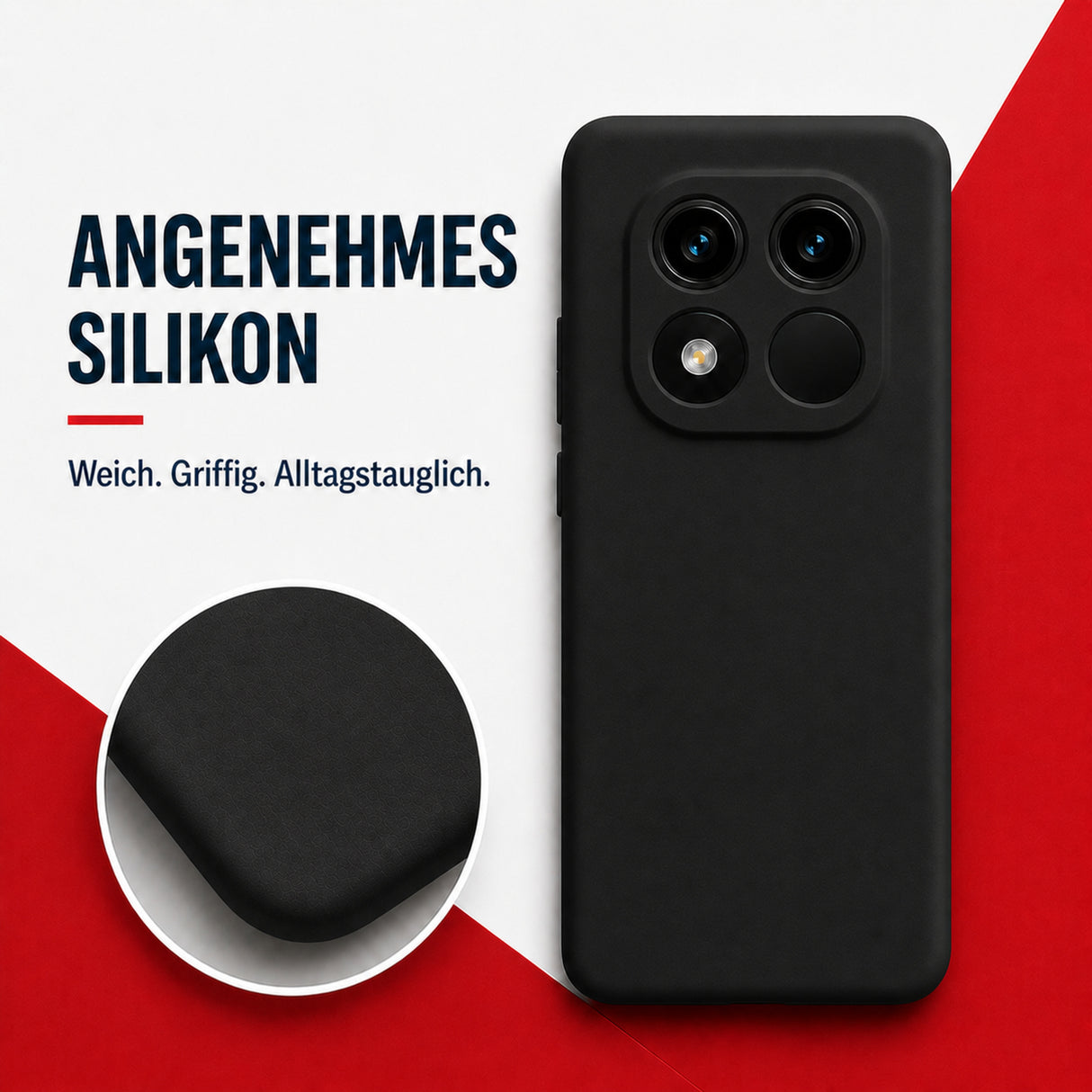 Xiaomi Redmi Note 15 Pro 4G Silicone Pro Silikon Hülle Schwarz – Detailansicht 1