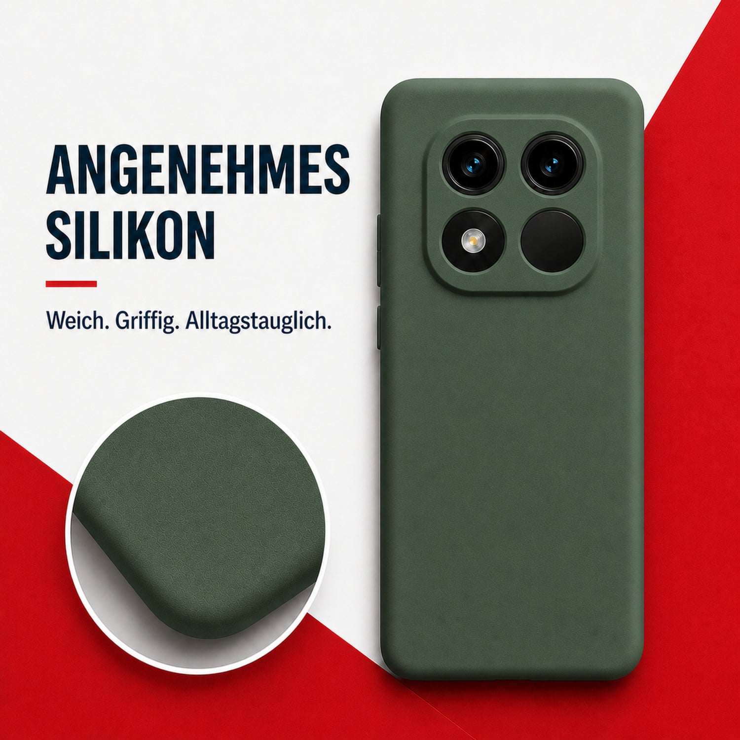 Xiaomi Redmi Note 15 Pro 4G Silicone Pro Silikon Hülle Tannengrün – Detailansicht 1