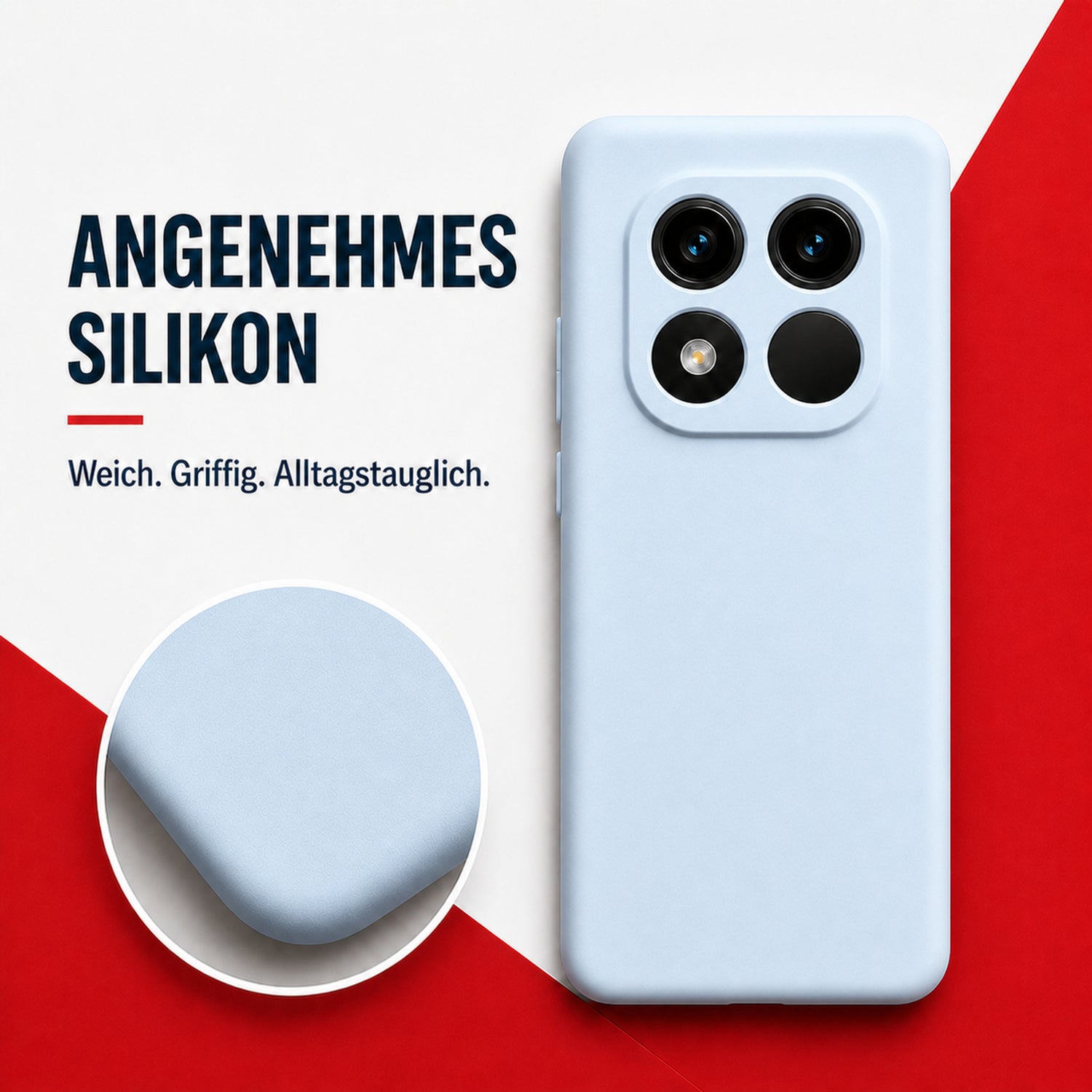 Xiaomi Redmi Note 15 Pro 4G Silicone Pro Silikon Hülle Wolkenblau – Detailansicht 1