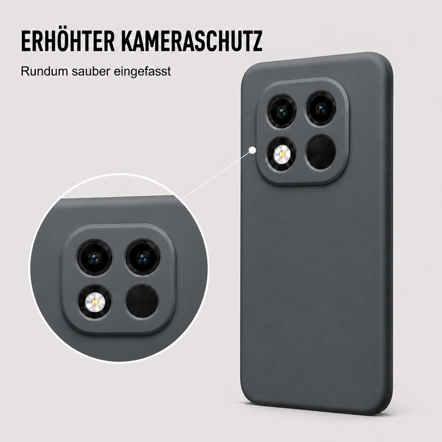 Xiaomi Redmi Note 15 Pro 5G Silicone Pro Silikon Hülle Anthrazit – Detailansicht 2