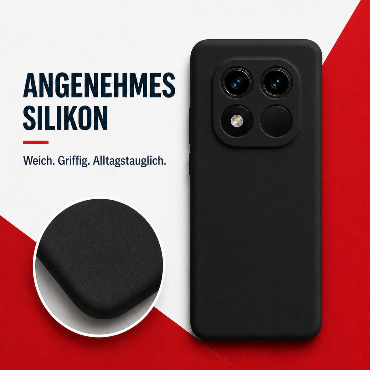 Xiaomi Redmi Note 15 Pro 5G Silicone Pro Silikon Hülle Schwarz – Detailansicht 1
