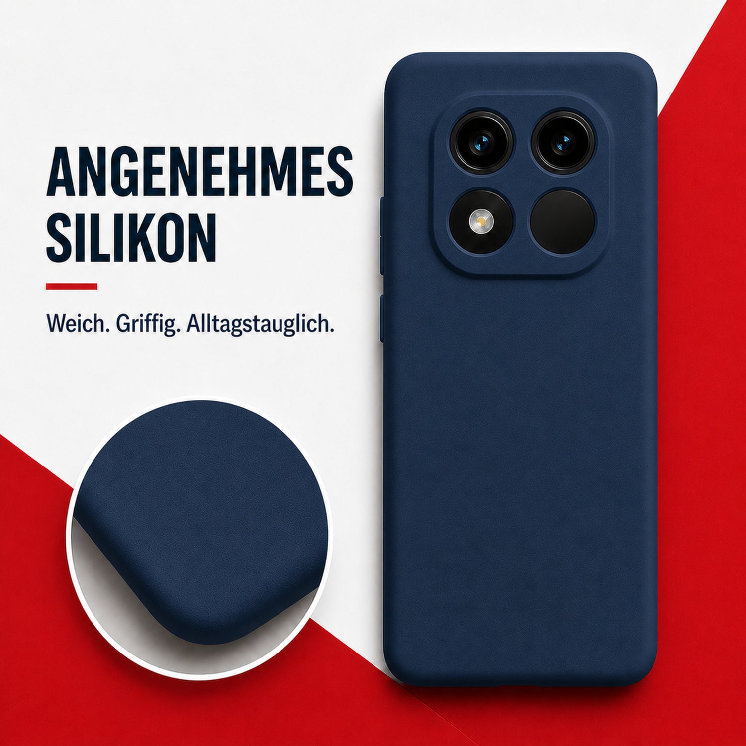Xiaomi Redmi Note 15 Pro+ 5G Silicone Pro Silikon Hülle Marineblau – Detailansicht 1