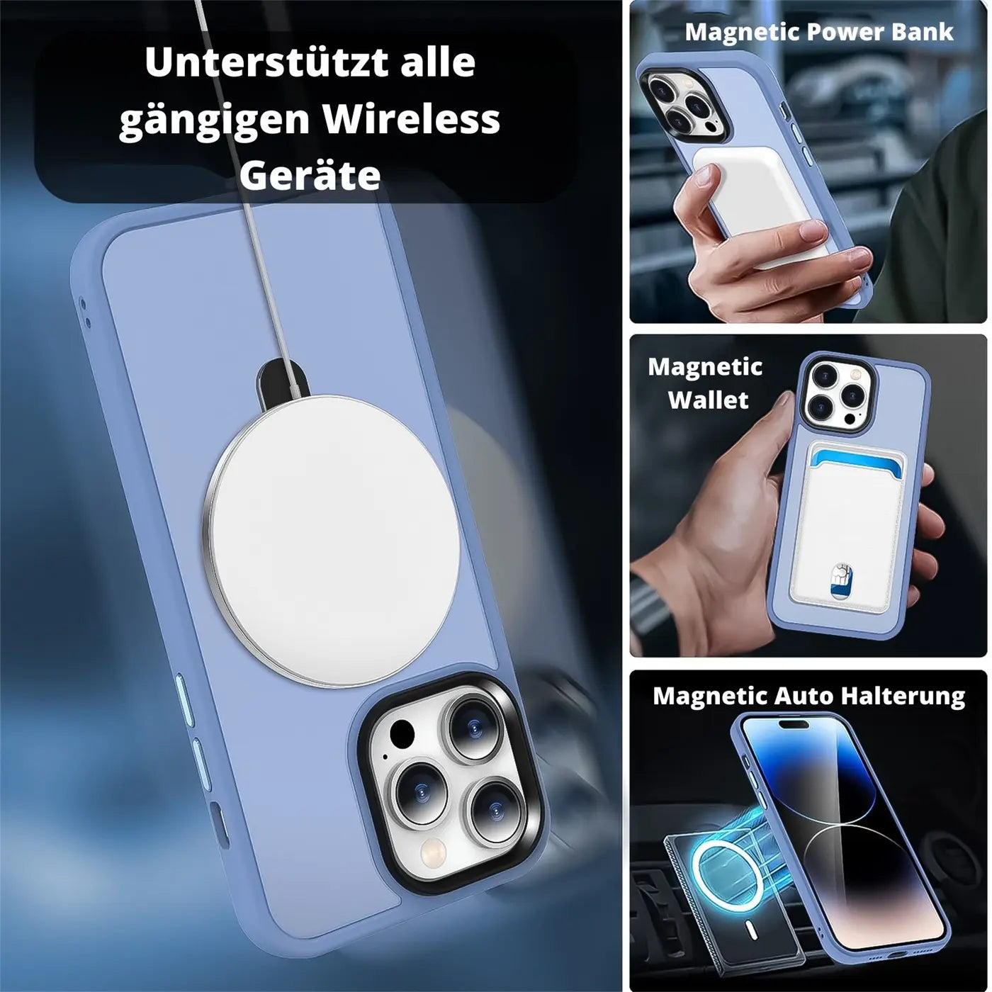 iPhone 14 Pro Max Hülle, lila, MagSafe, mit Aufstellring, Nahaufnahme