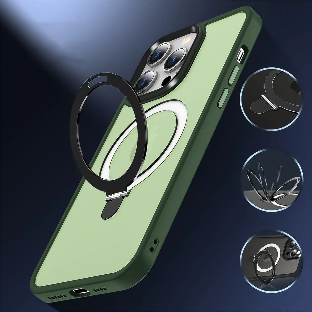 Funktionale und schützende MagSafe Hülle für iPhone 15 Pro in Grün