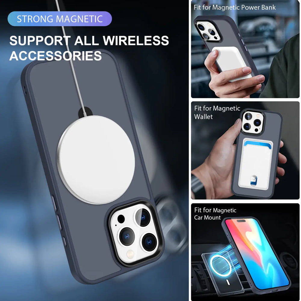 Funktionale und schützende MagSafe Hülle für iPhone 16 Pro Max in Dunkelblau