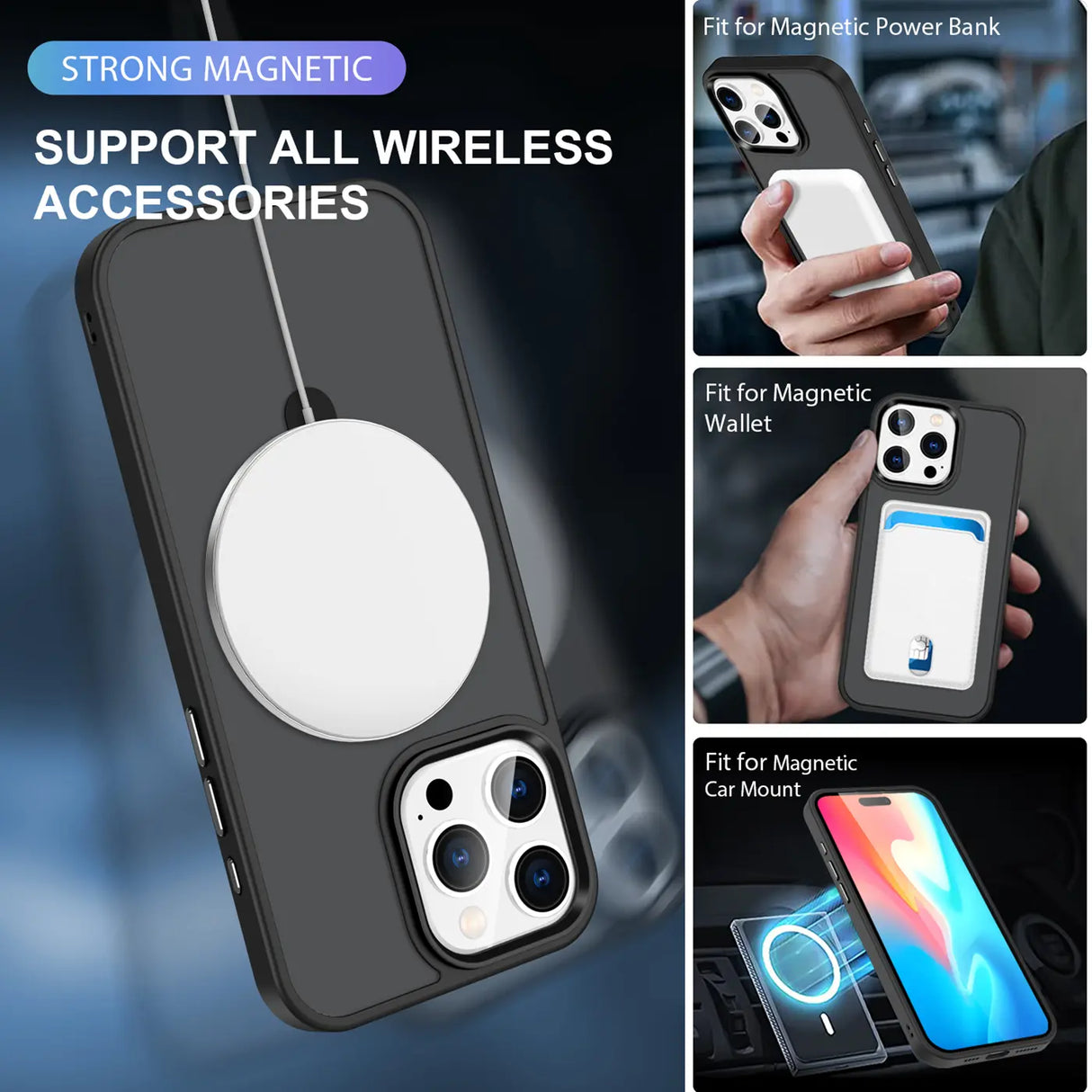 Funktionale und schützende MagSafe Hülle für iPhone 16 Pro Max in Schwarz