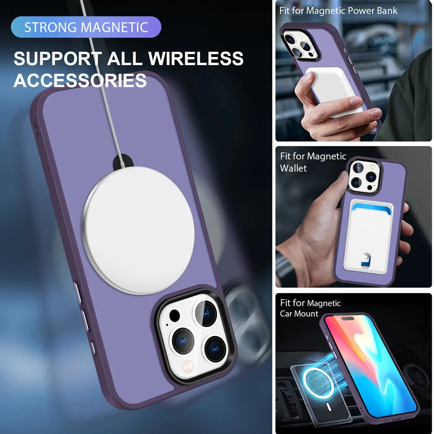 Lila MagSafe Hülle für iPhone 16 Pro Max, Nahaufnahme, Rückseite mit Ring