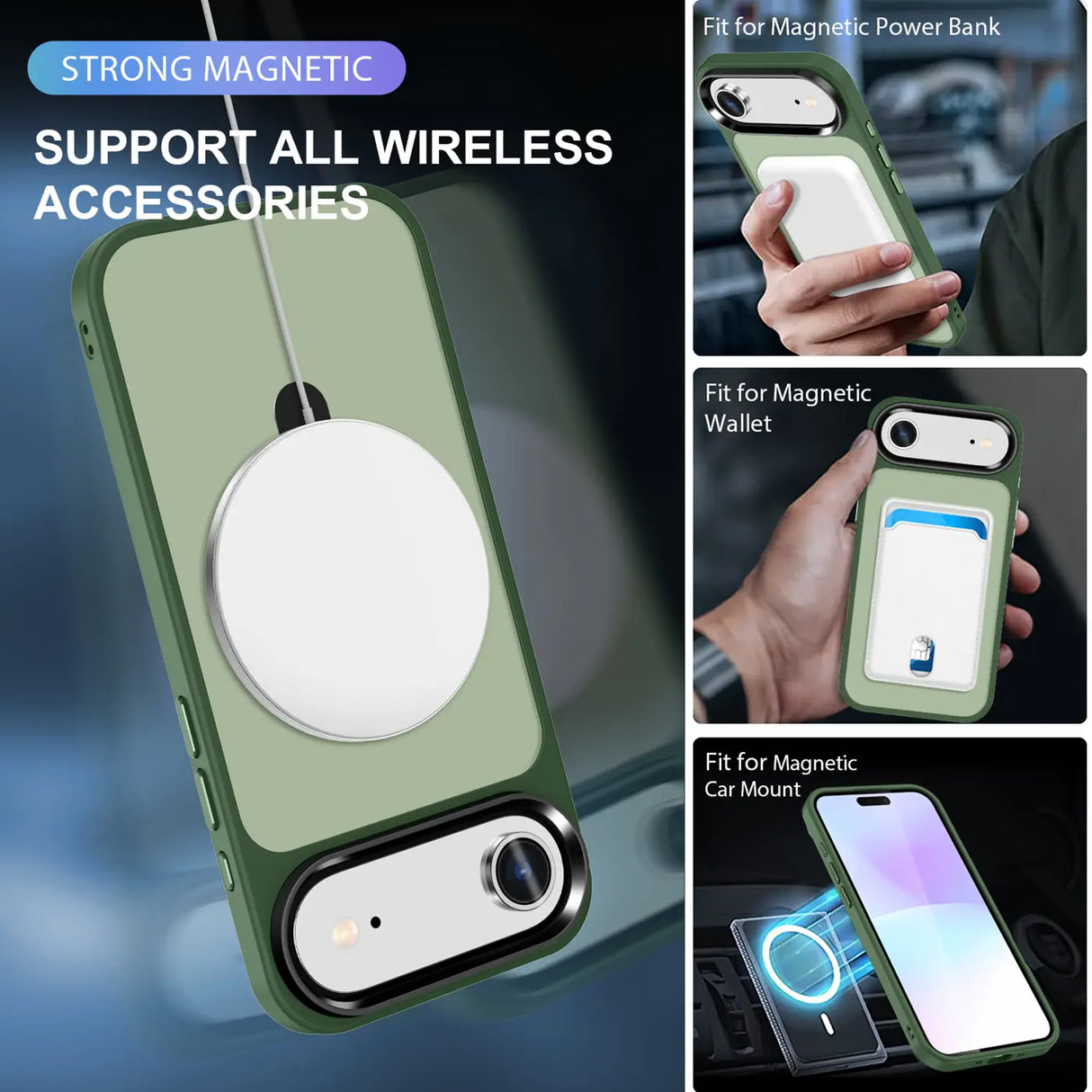 Funktionale und schützende MagSafe Hülle für iPhone 17 Air in Grün
