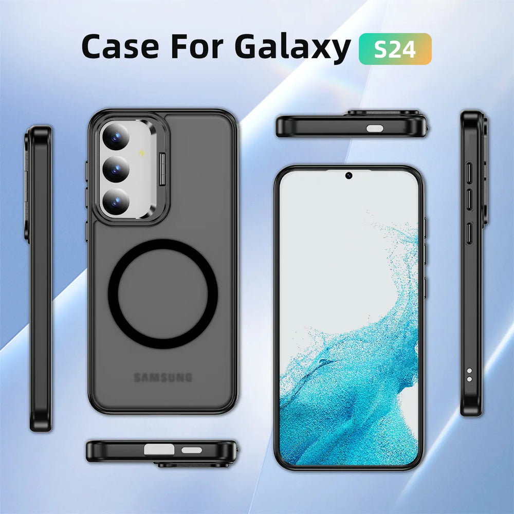 Funktionale und schützende MagSafe Hülle für Samsung Galaxy S24 in Schwarz