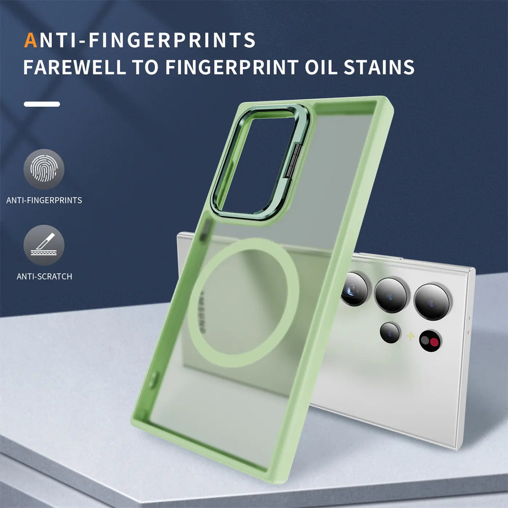 Funktionale und schützende MagSafe Hülle für Samsung Galaxy S24 Ultra in Grün