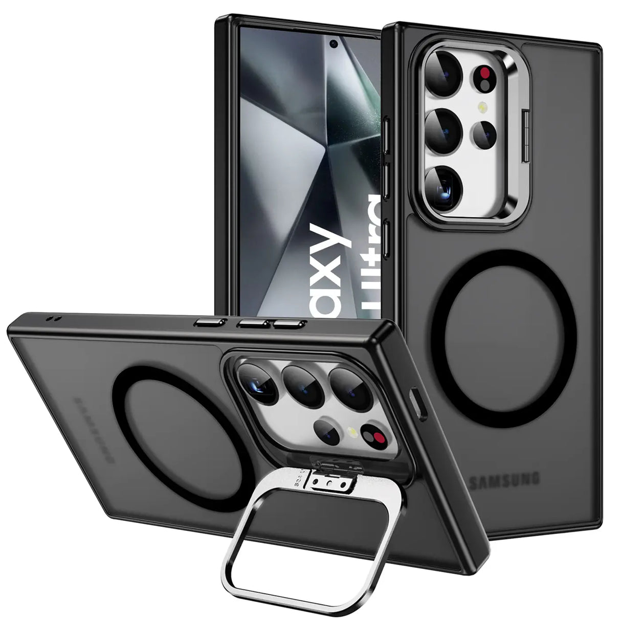 Funktionale und schützende MagSafe Hülle für Samsung Galaxy S24 Ultra in Schwarz