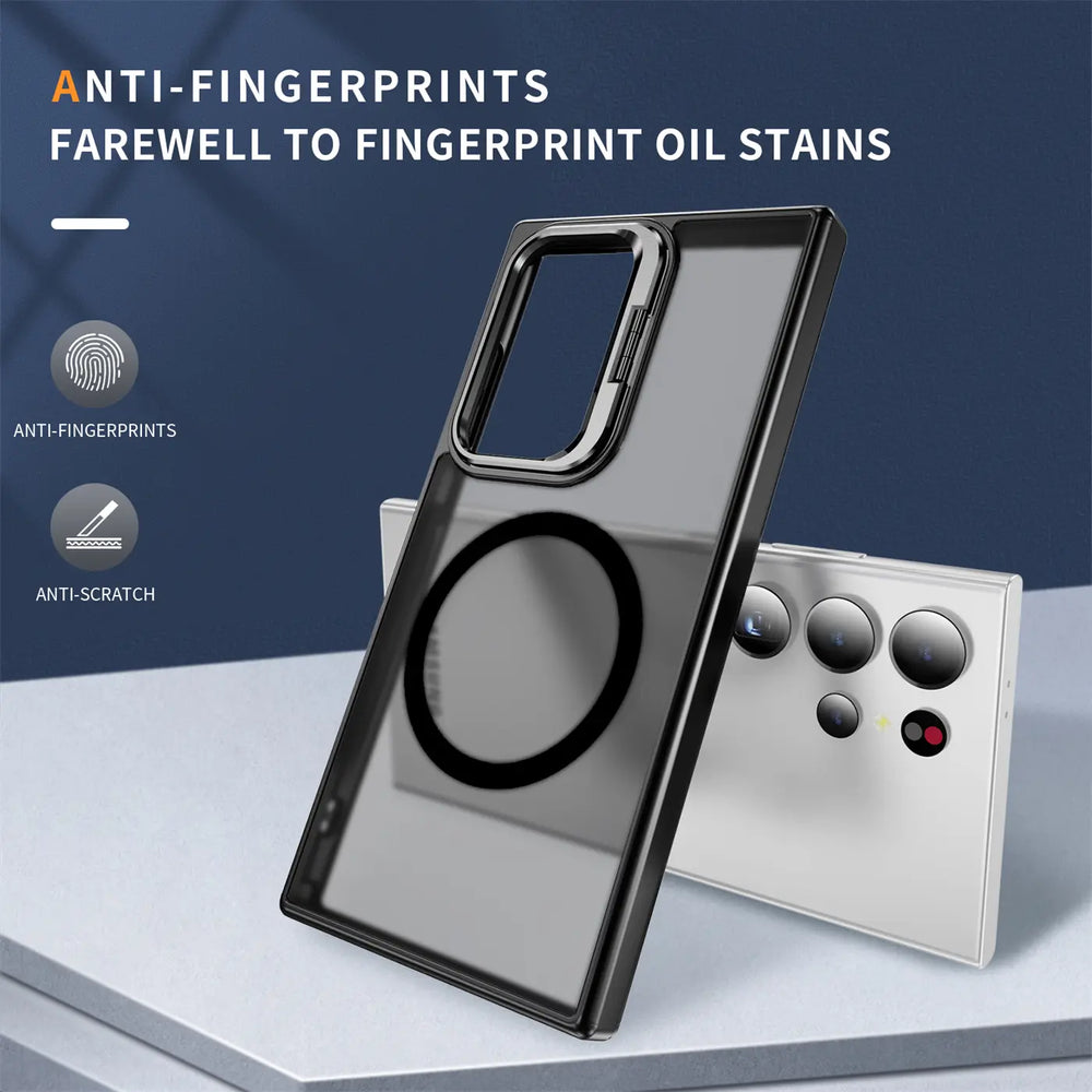 Funktionale und schützende MagSafe Hülle für Samsung Galaxy S24 Ultra in Schwarz