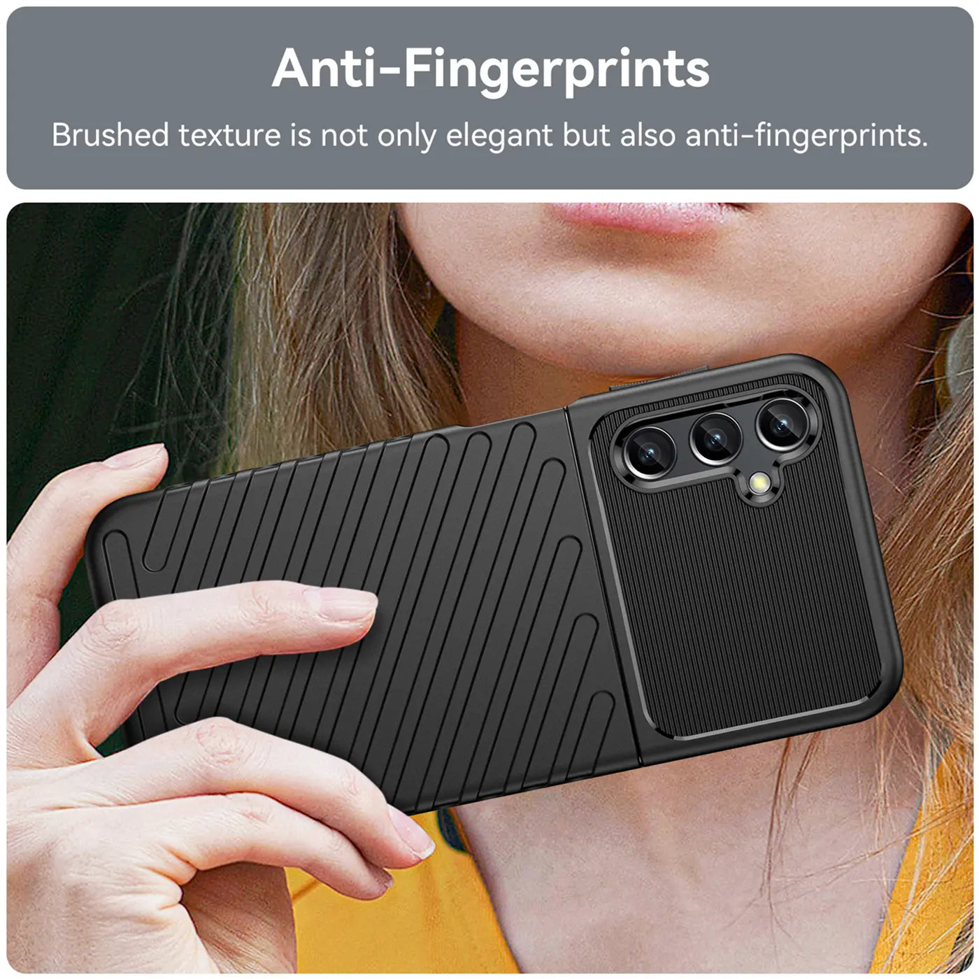 Schwarze Handyhülle aus Gummi, Rückansicht, Samsung Galaxy A14 4G/5G.