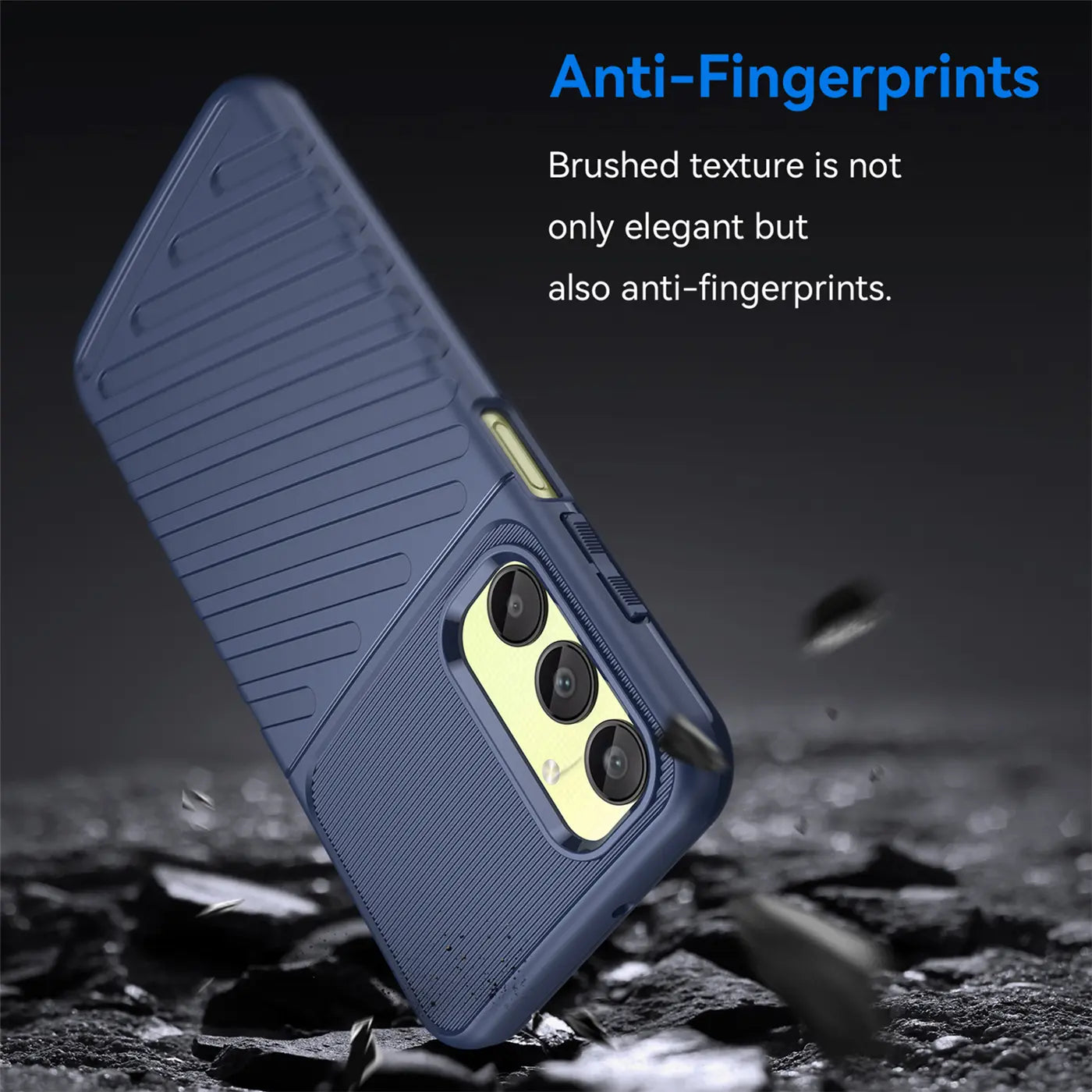 Dunkelblaue Handyhülle aus Kunststoff, Seitenansicht, Samsung Galaxy A25 5G
