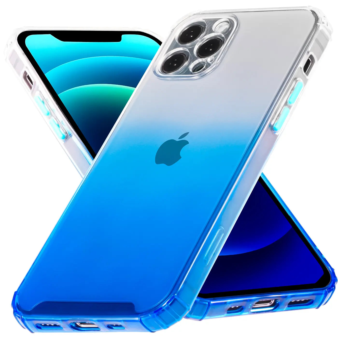 iPhone 11 Pro Max Hülle, transparent, blauverlauf, TPU, von schräg oben