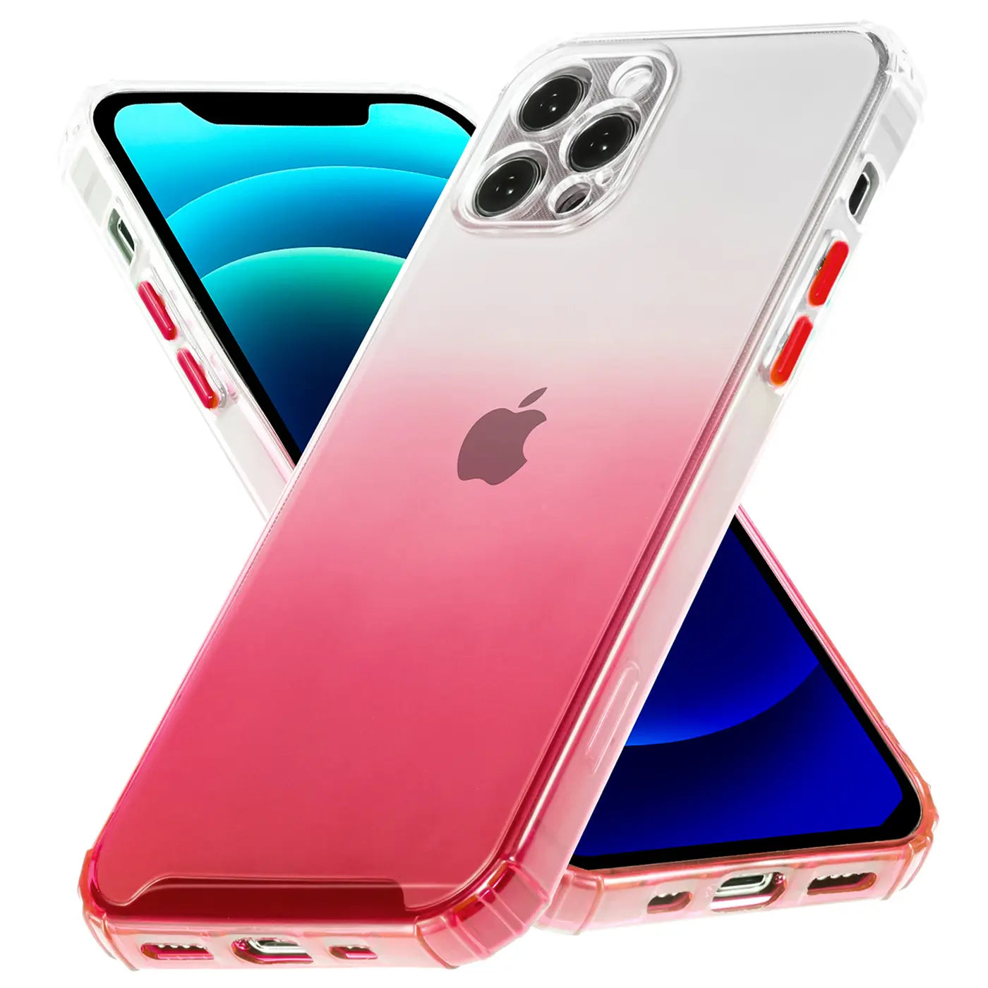 iPhone 11 Hülle, transparent mit pinkem Farbverlauf, aus Kunststoff, von schräg vorne