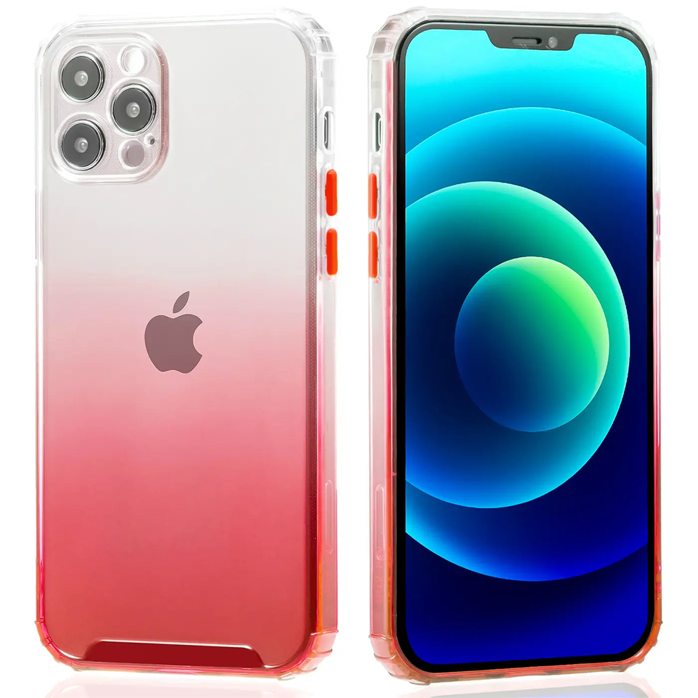 iPhone 11 Hülle, transparent mit Farbverlauf (rot), Rückseite & Vorderseite, Kunststoff