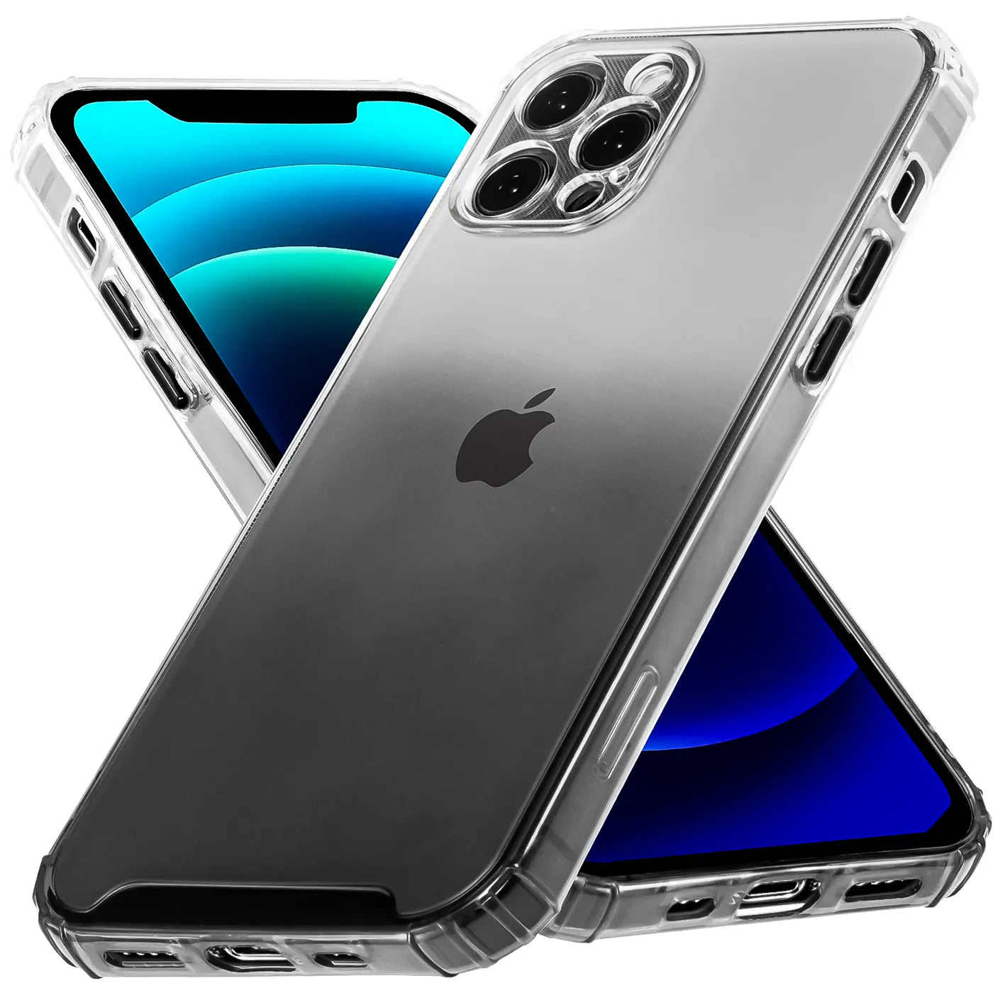 Transparente Hülle mit Farbverlauf (Schwarz/Grau) für iPhone 11, aus Kunststoff, von vorne/oben